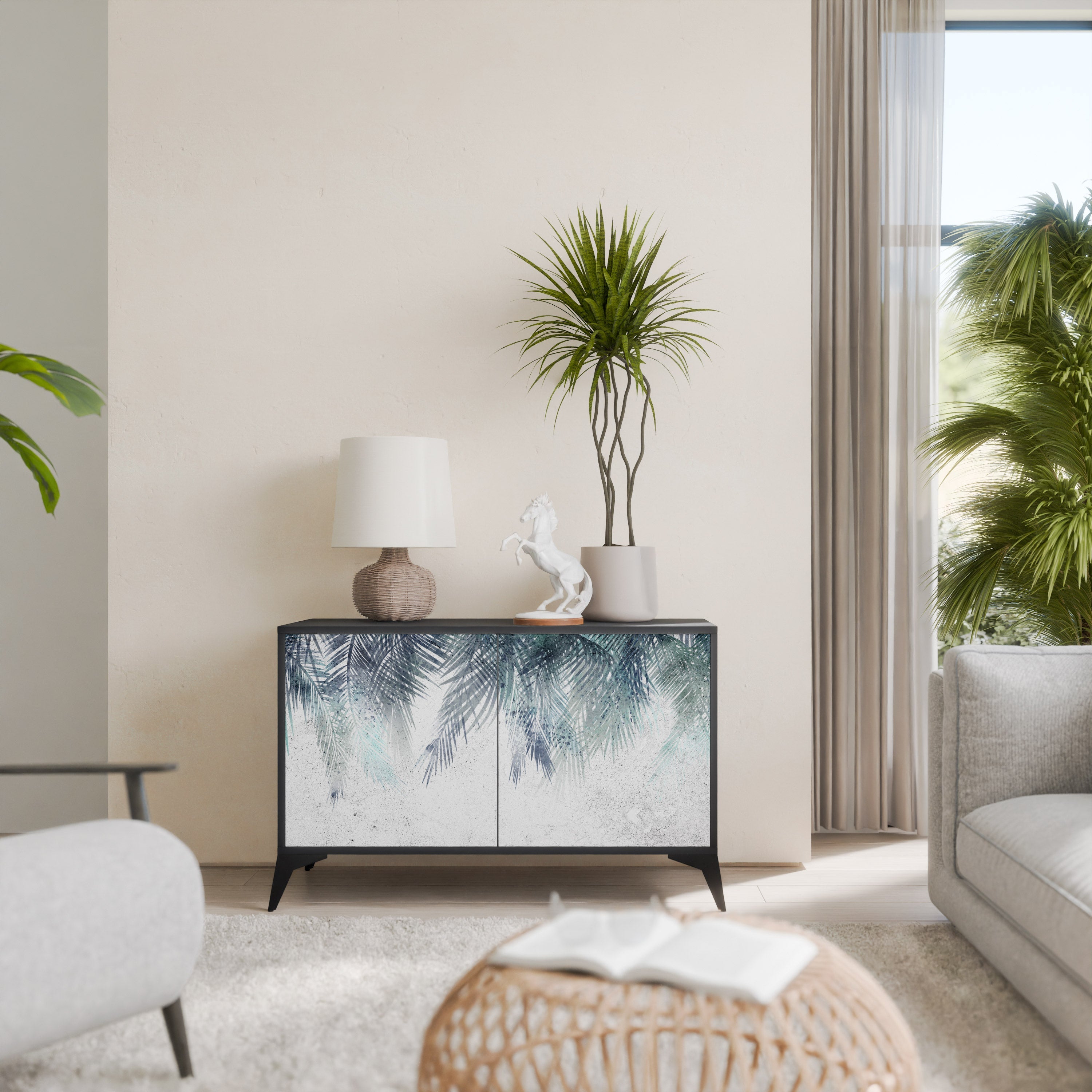Buffet 2 portes PALM VEIL finition noire