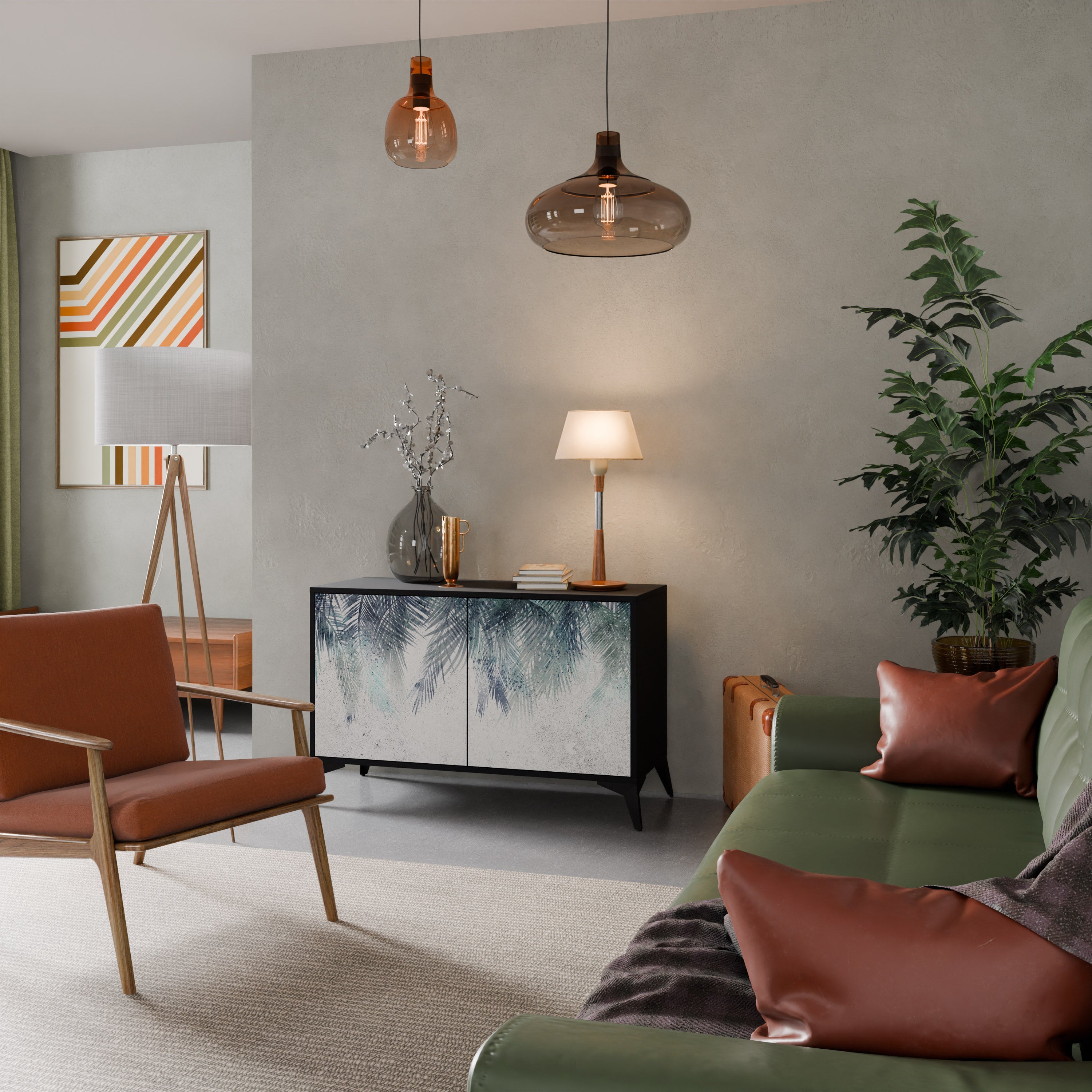 Buffet 2 portes PALM VEIL finition noire