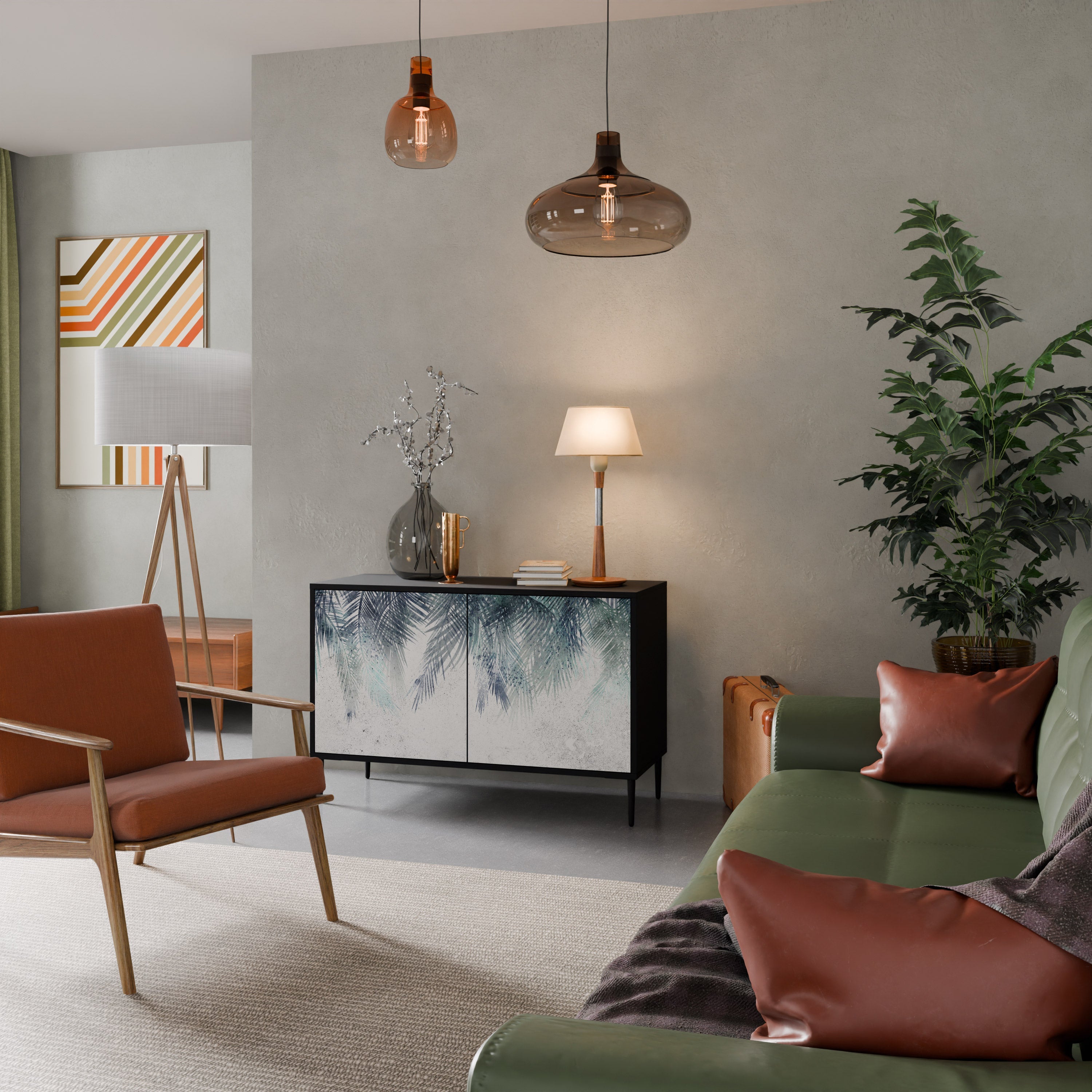 Buffet 2 portes PALM VEIL finition noire