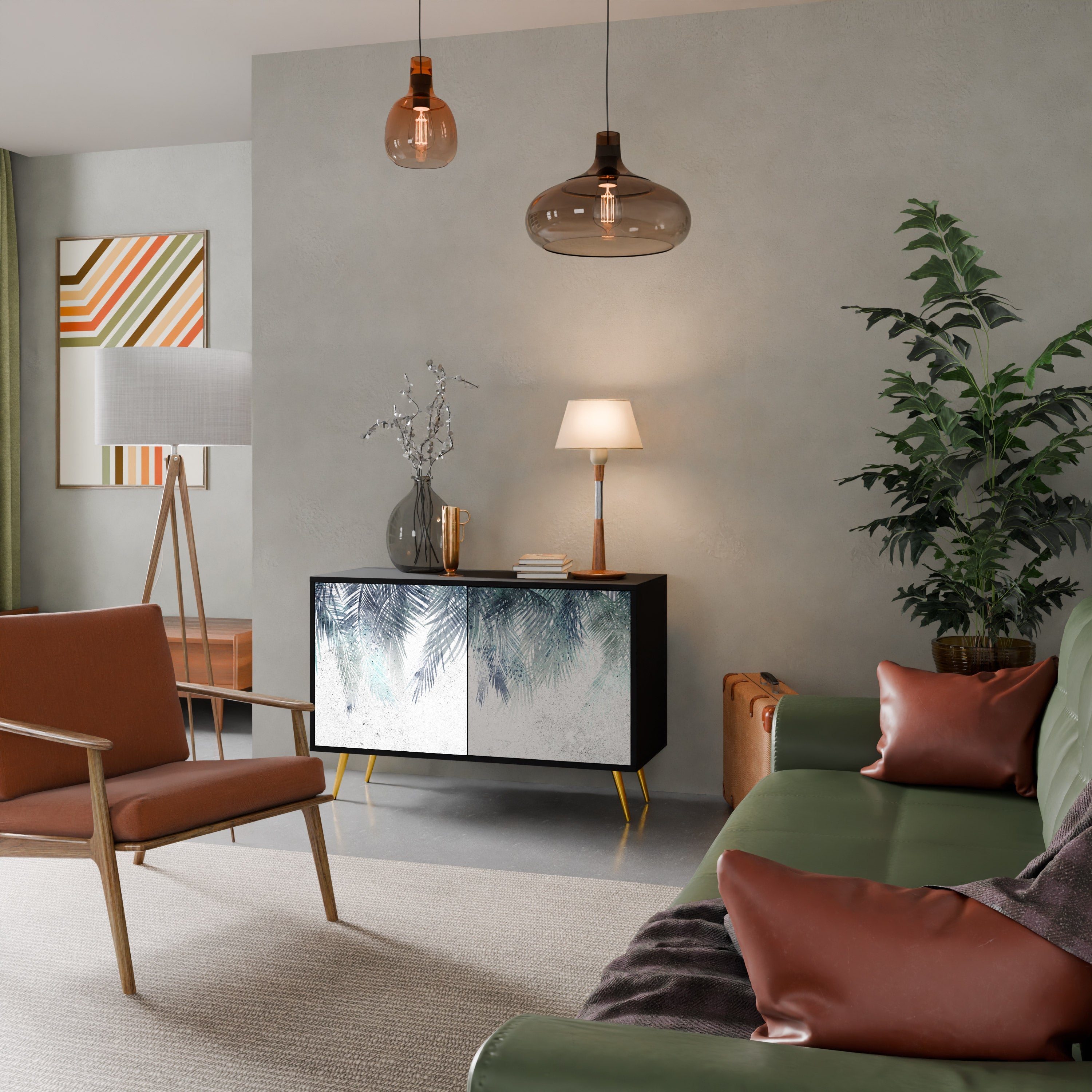 Buffet 2 portes PALM VEIL finition noire