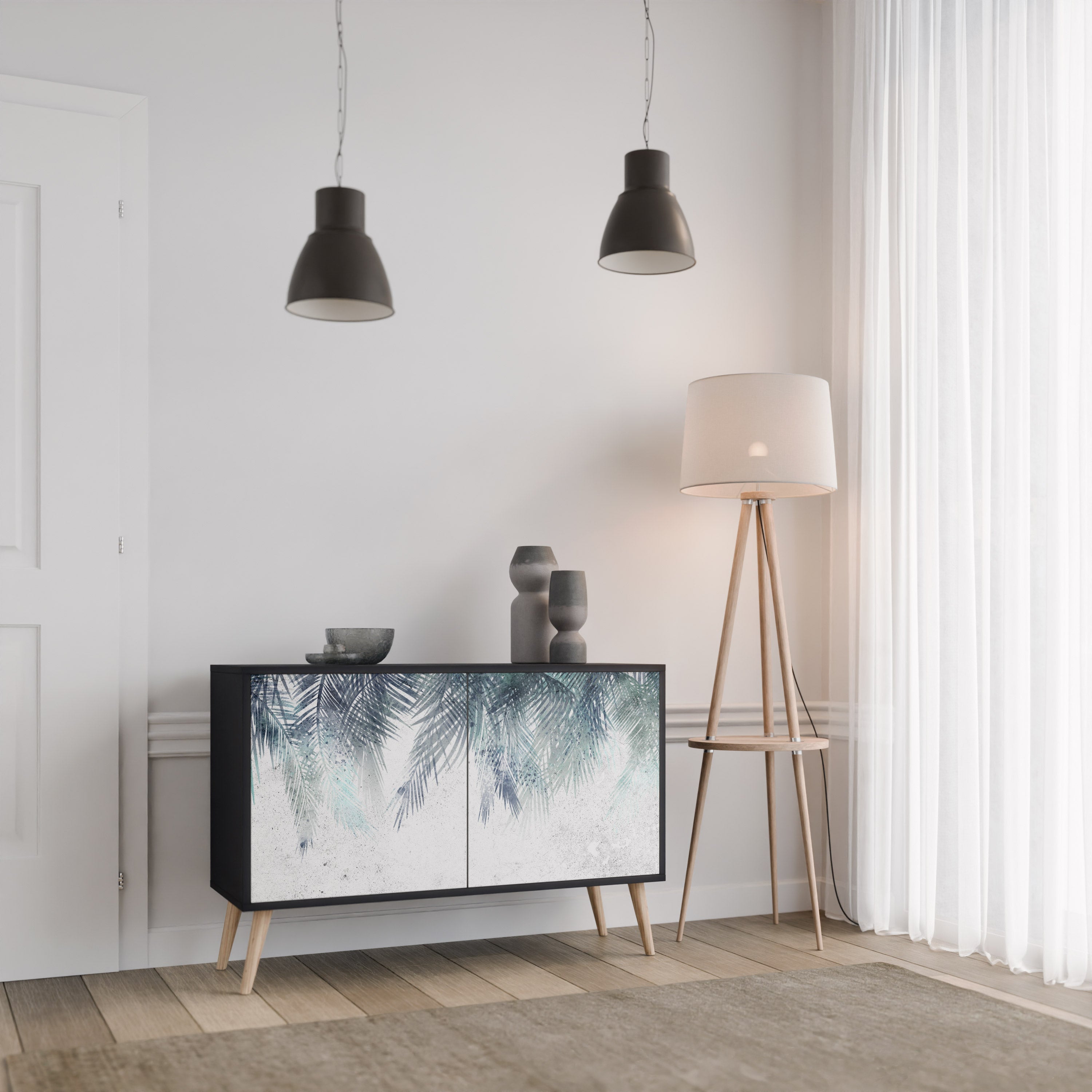 Buffet 2 portes PALM VEIL finition noire