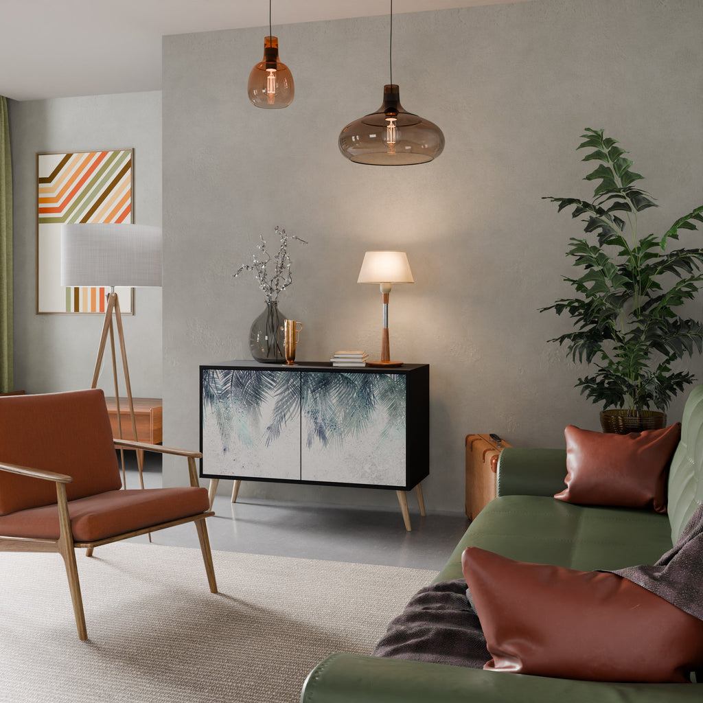 Buffet 2 portes PALM VEIL finition noire