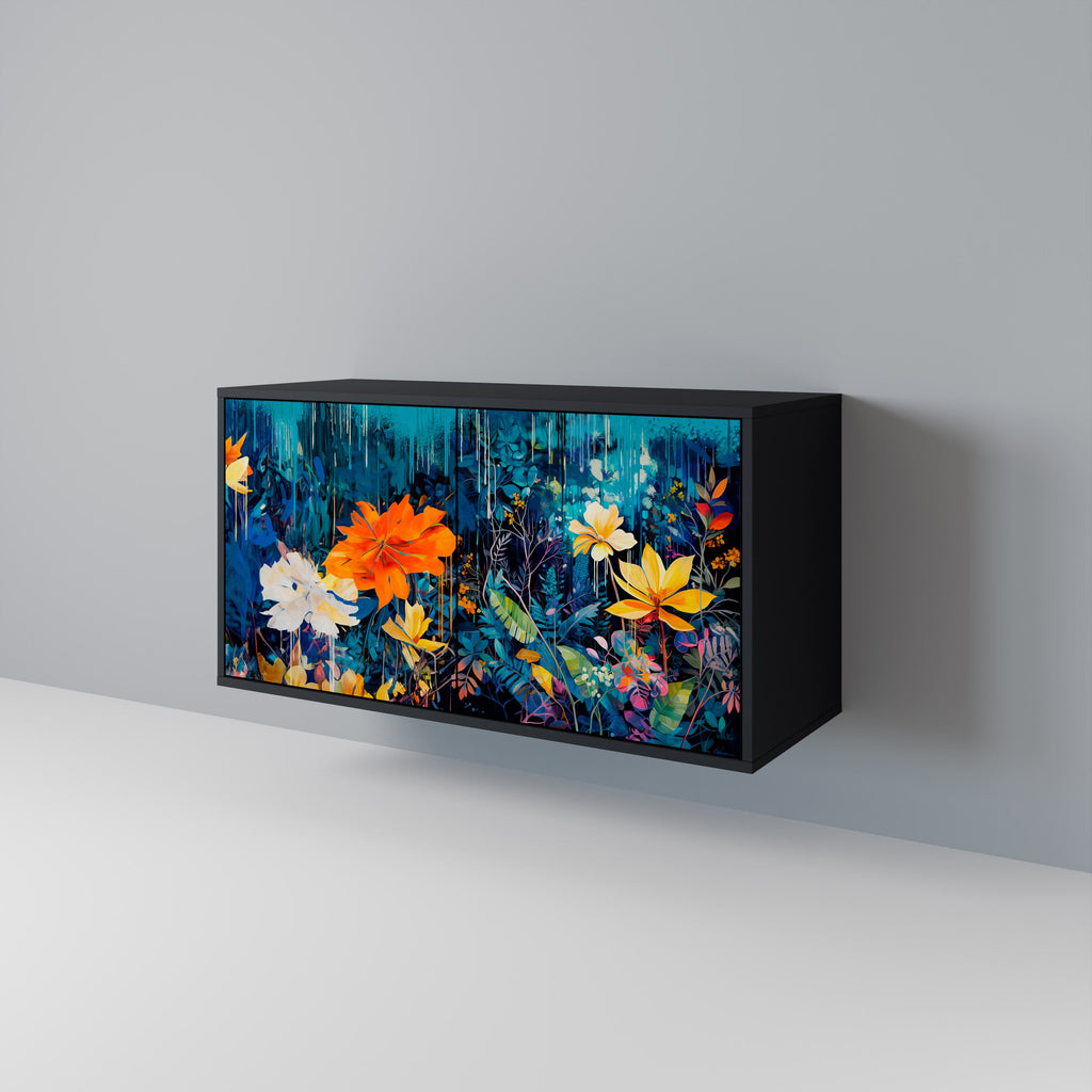 Buffet 2 portes MIDNIGHT BLOSSOM finition noire