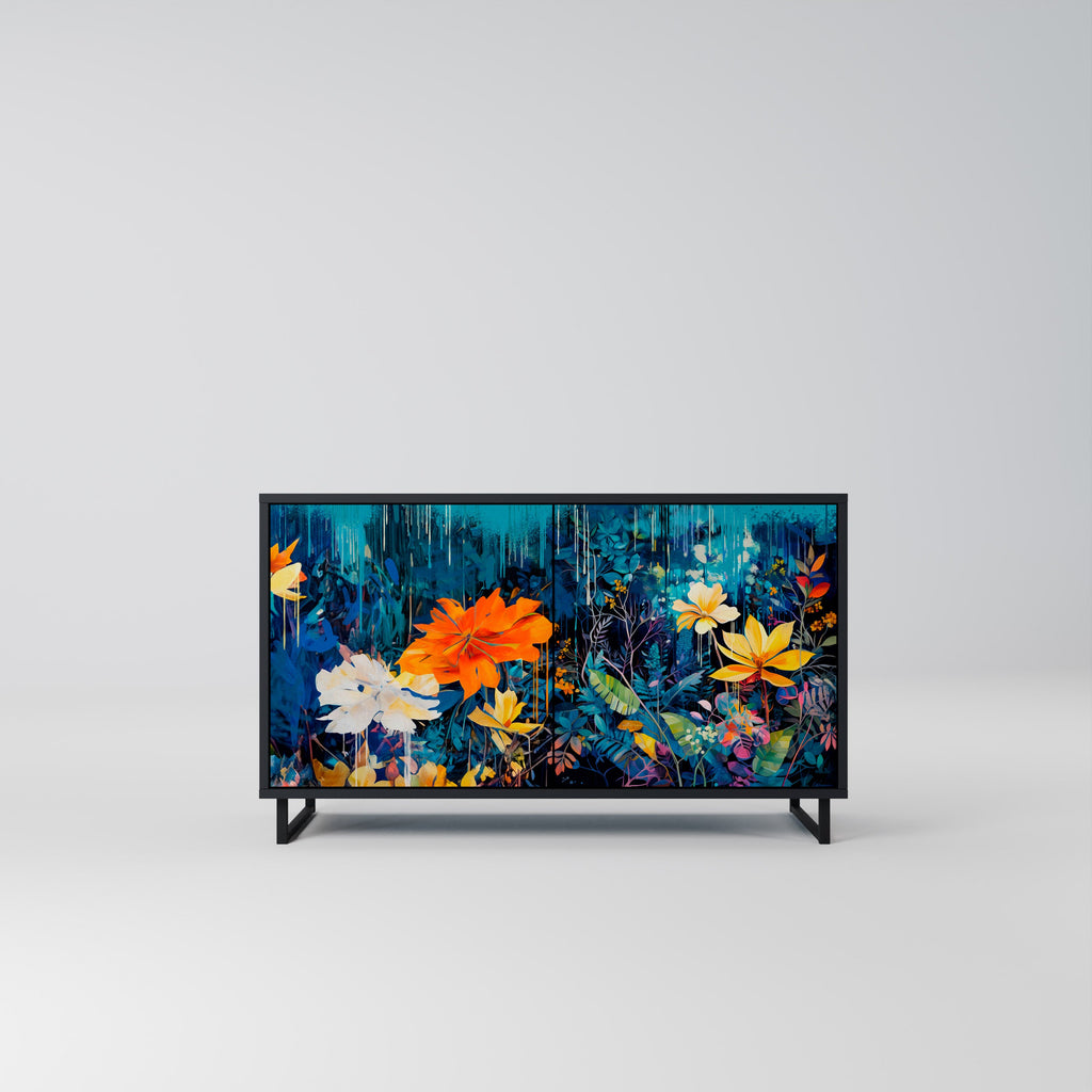 Buffet 2 portes MIDNIGHT BLOSSOM finition noire