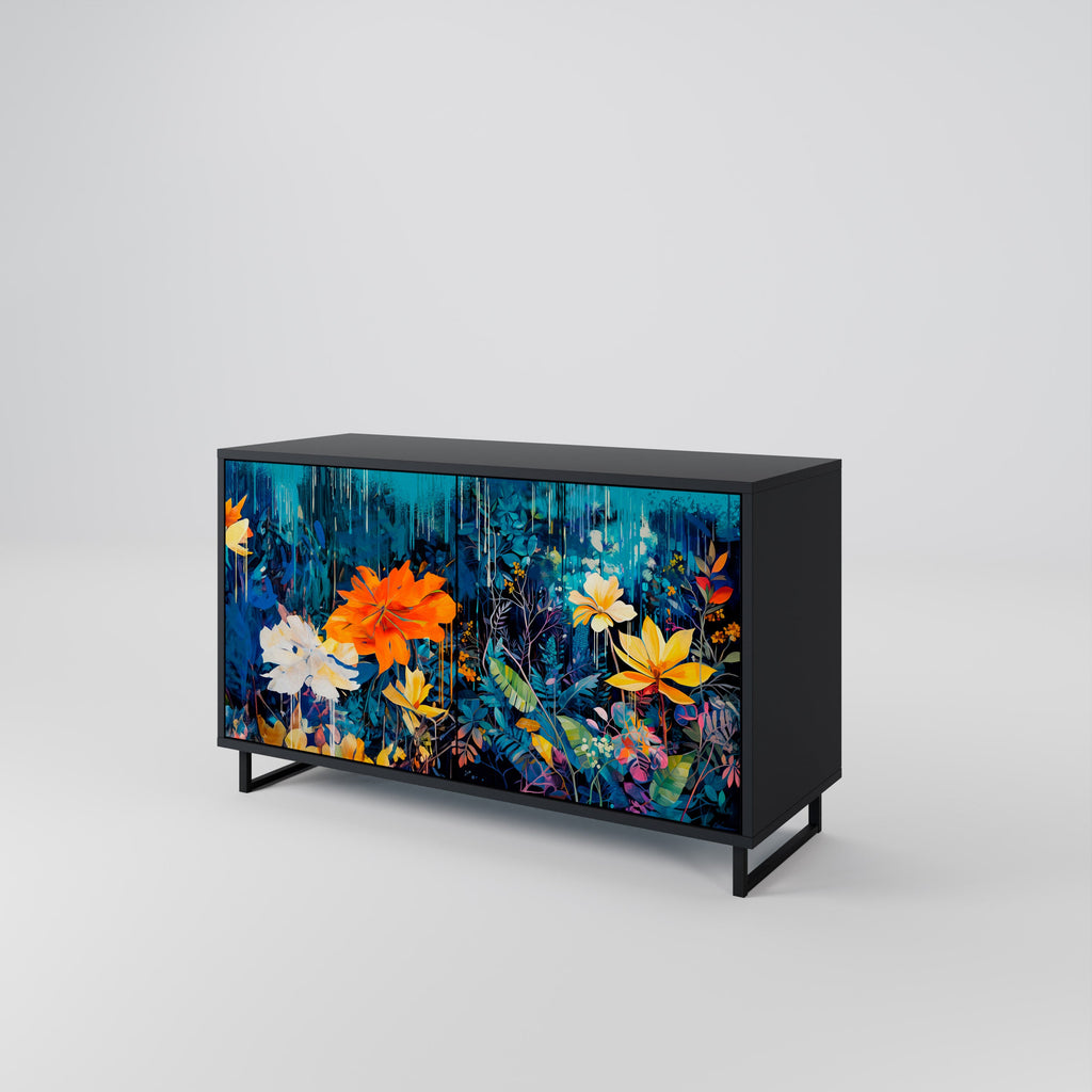 Buffet 2 portes MIDNIGHT BLOSSOM finition noire