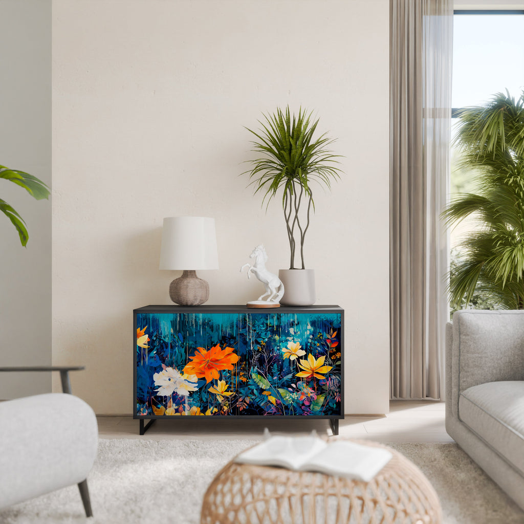 Buffet 2 portes MIDNIGHT BLOSSOM finition noire