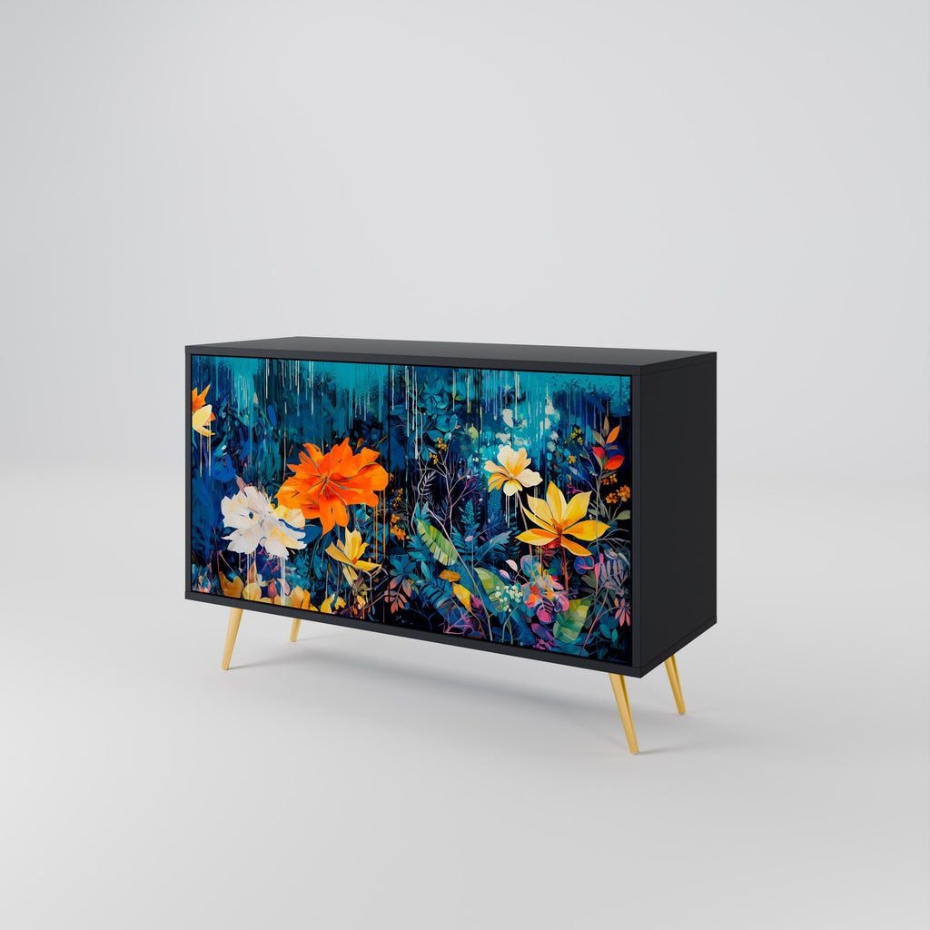 Buffet 2 portes MIDNIGHT BLOSSOM finition noire