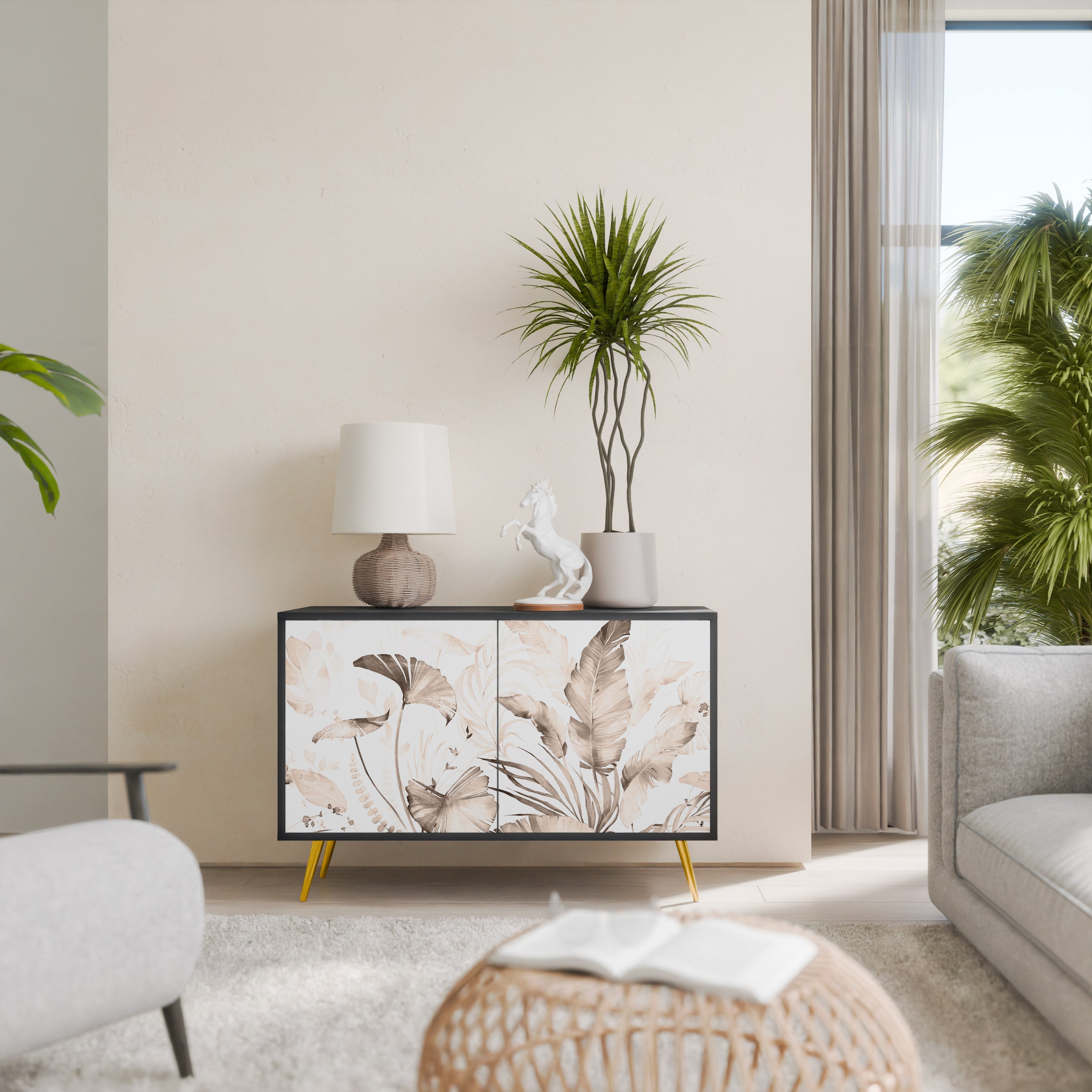 Buffet 2 portes WILD TENDERNESS en finition noire