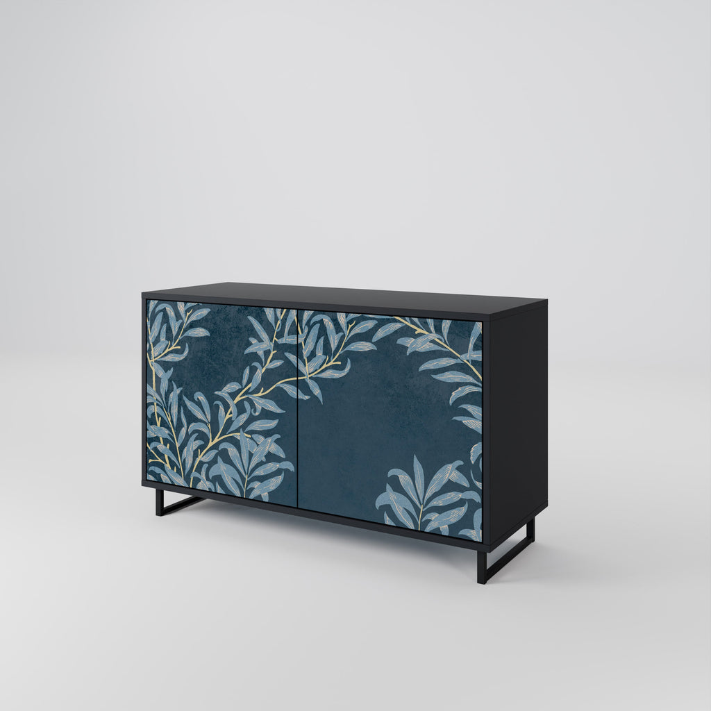 Buffet 2 portes BLUE LEAVES en finition noire