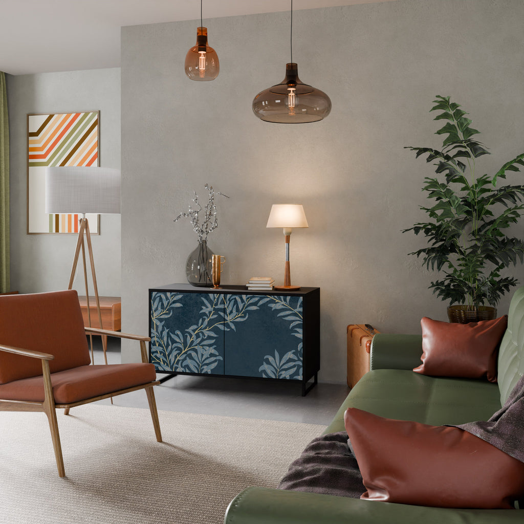 Buffet 2 portes BLUE LEAVES en finition noire