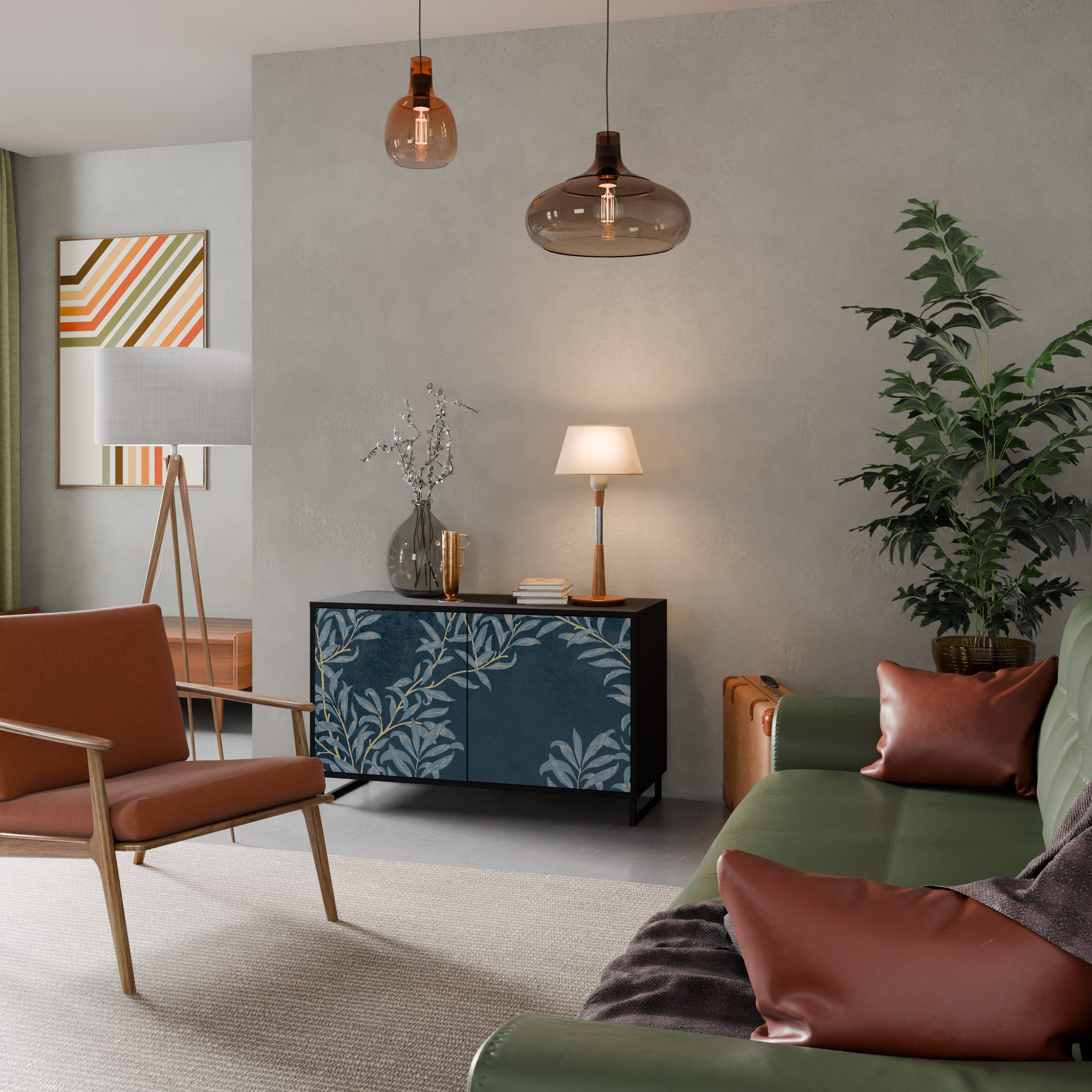 Buffet 2 portes BLUE LEAVES en finition noire