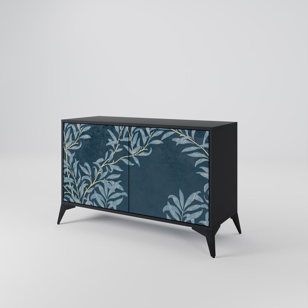 Buffet 2 portes BLUE LEAVES en finition noire