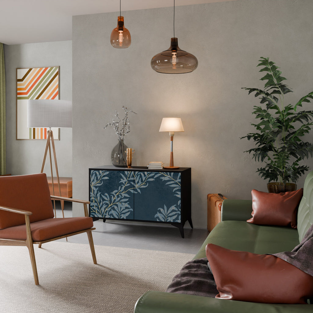 Buffet 2 portes BLUE LEAVES en finition noire