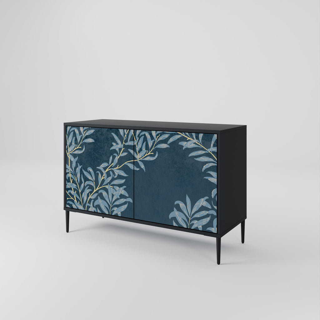 Buffet 2 portes BLUE LEAVES en finition noire