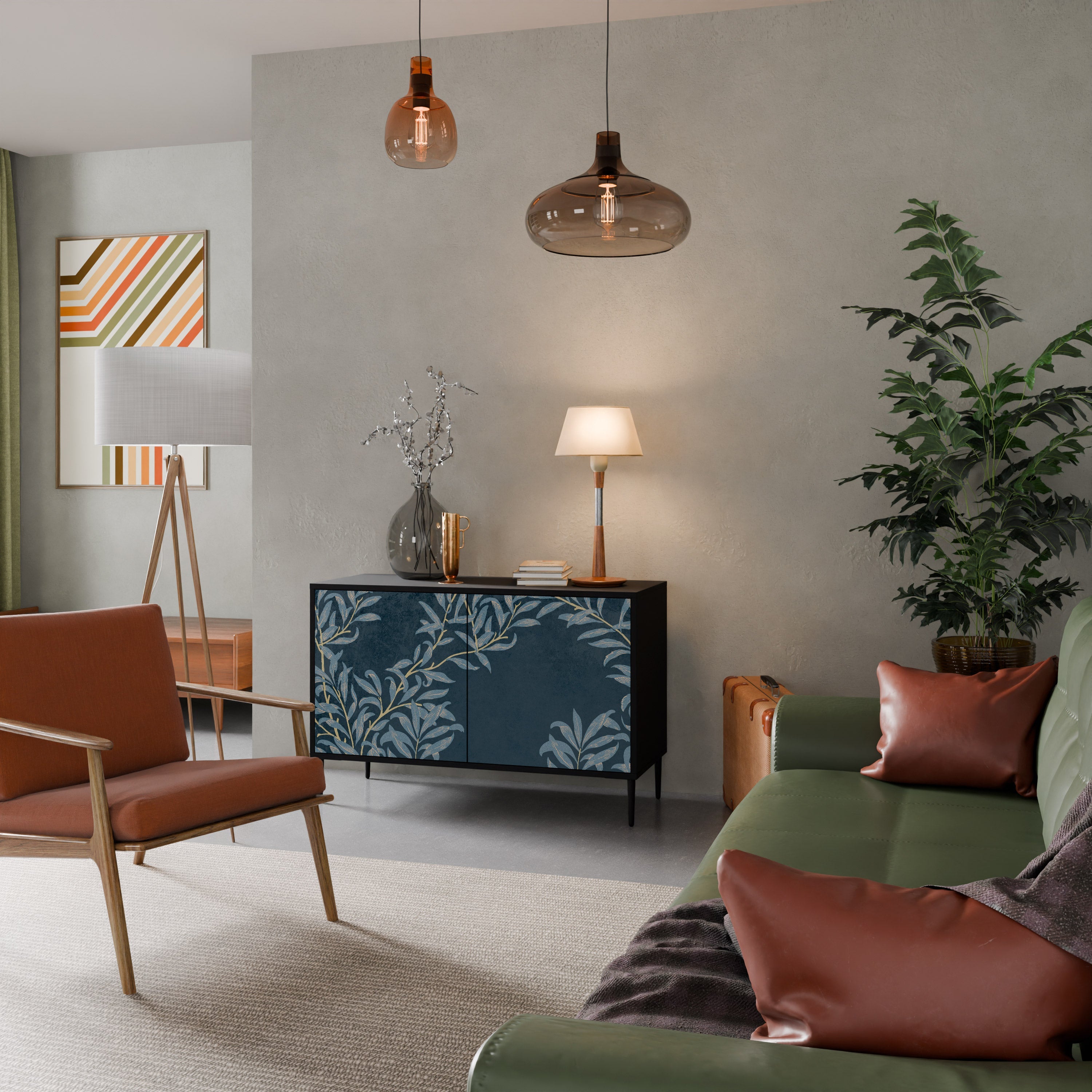 Buffet 2 portes BLUE LEAVES en finition noire