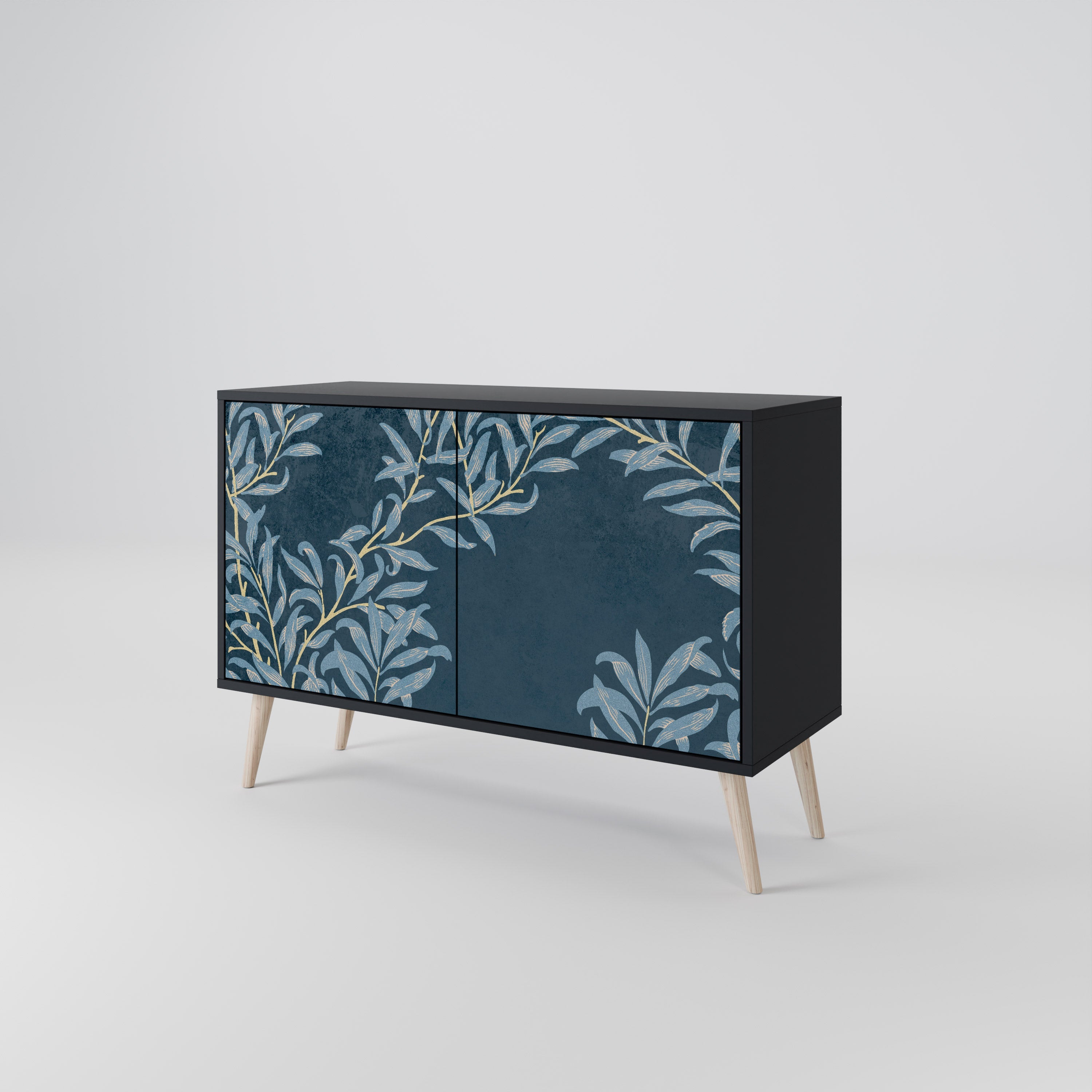 Buffet 2 portes BLUE LEAVES en finition noire