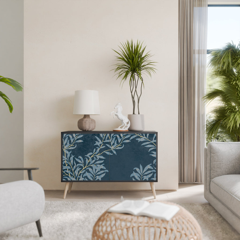 Buffet 2 portes BLUE LEAVES en finition noire