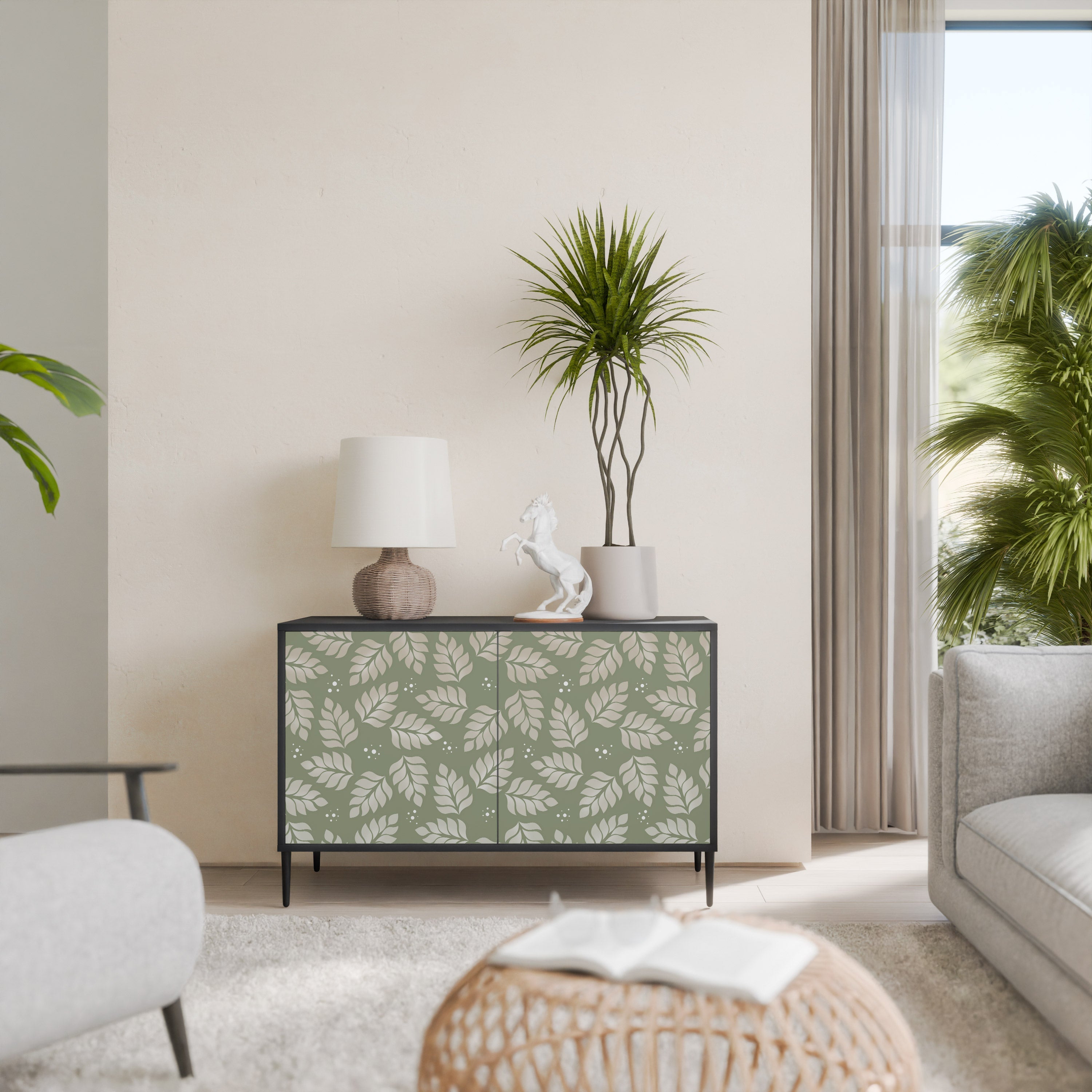 Buffet 2 portes LEAVES ON GREEN finition noire