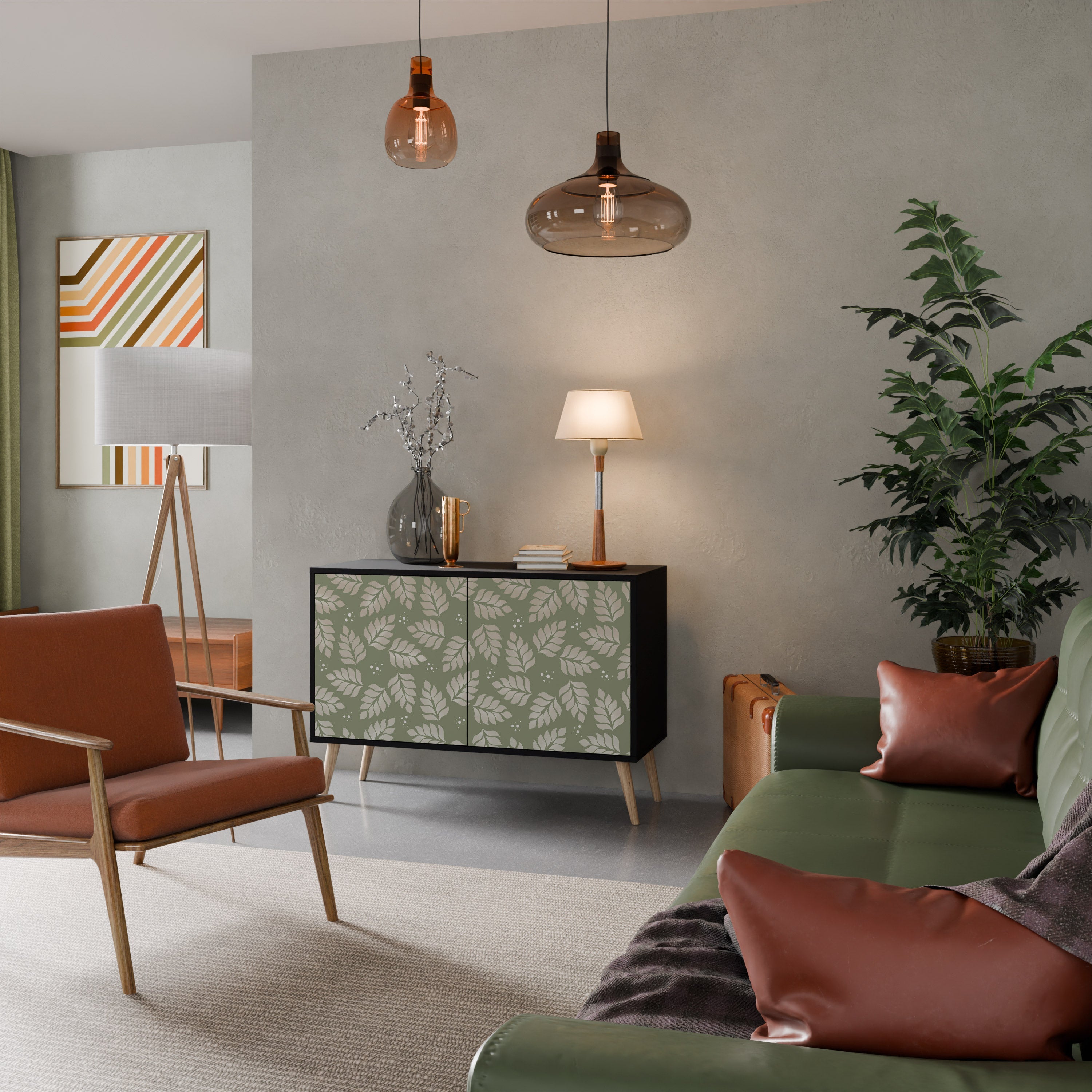 Buffet 2 portes LEAVES ON GREEN finition noire