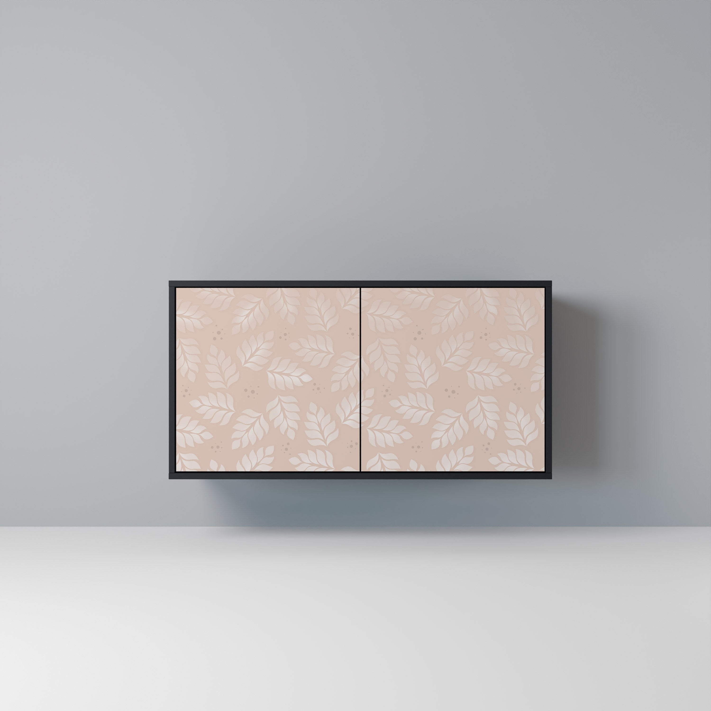 Buffet 2 portes LEAVES ON BEIGE finition noire