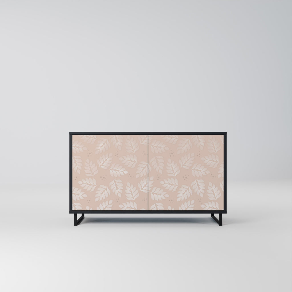 Buffet 2 portes LEAVES ON BEIGE finition noire