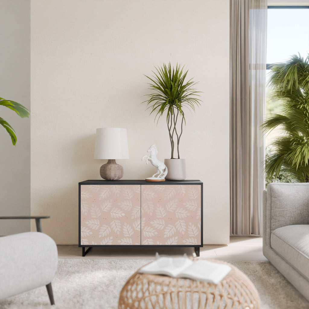 Buffet 2 portes LEAVES ON BEIGE finition noire