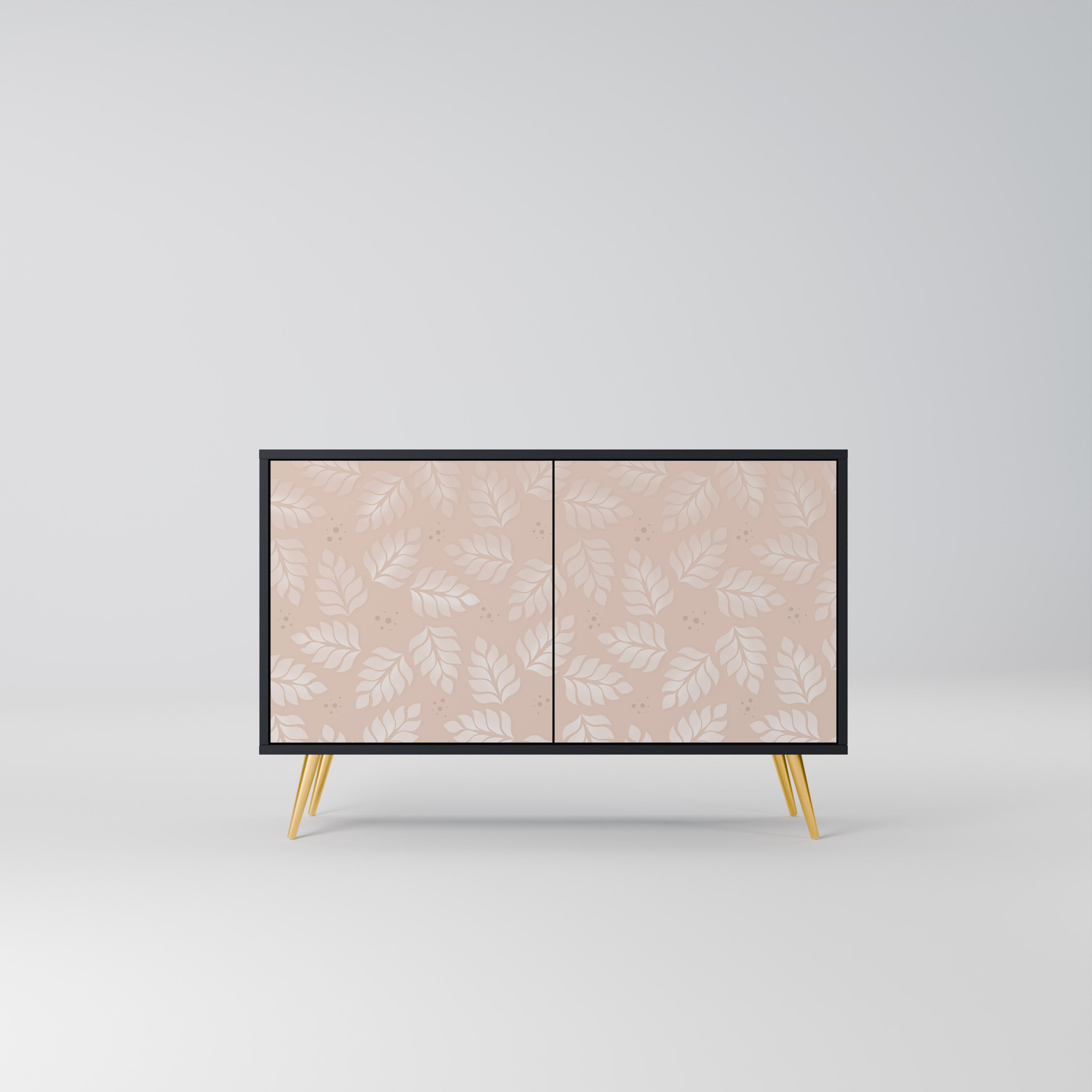 Buffet 2 portes LEAVES ON BEIGE finition noire