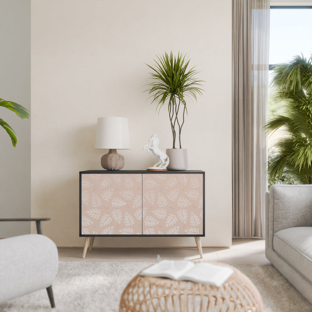 Buffet 2 portes LEAVES ON BEIGE finition noire