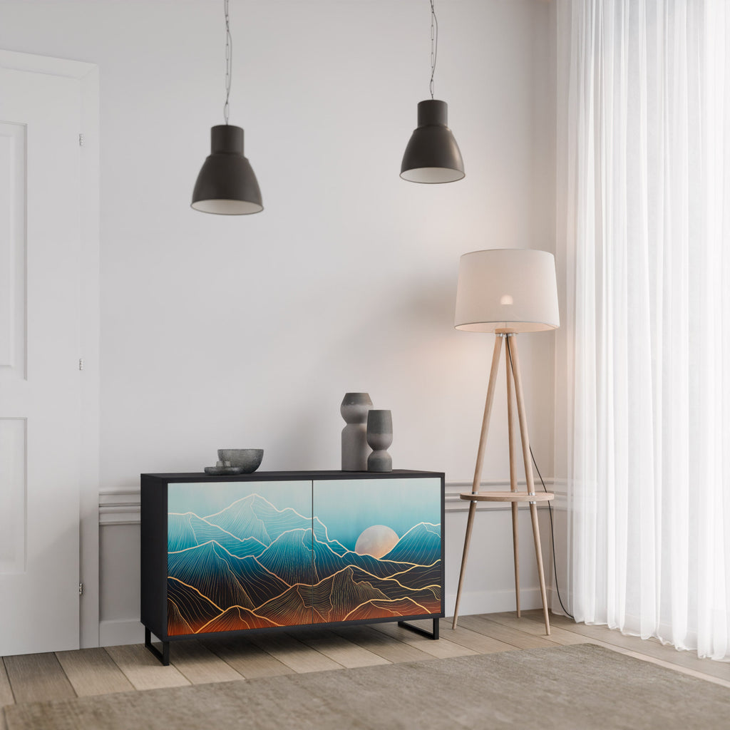 Buffet 2 portes LUNAR SECRETS en finition noire