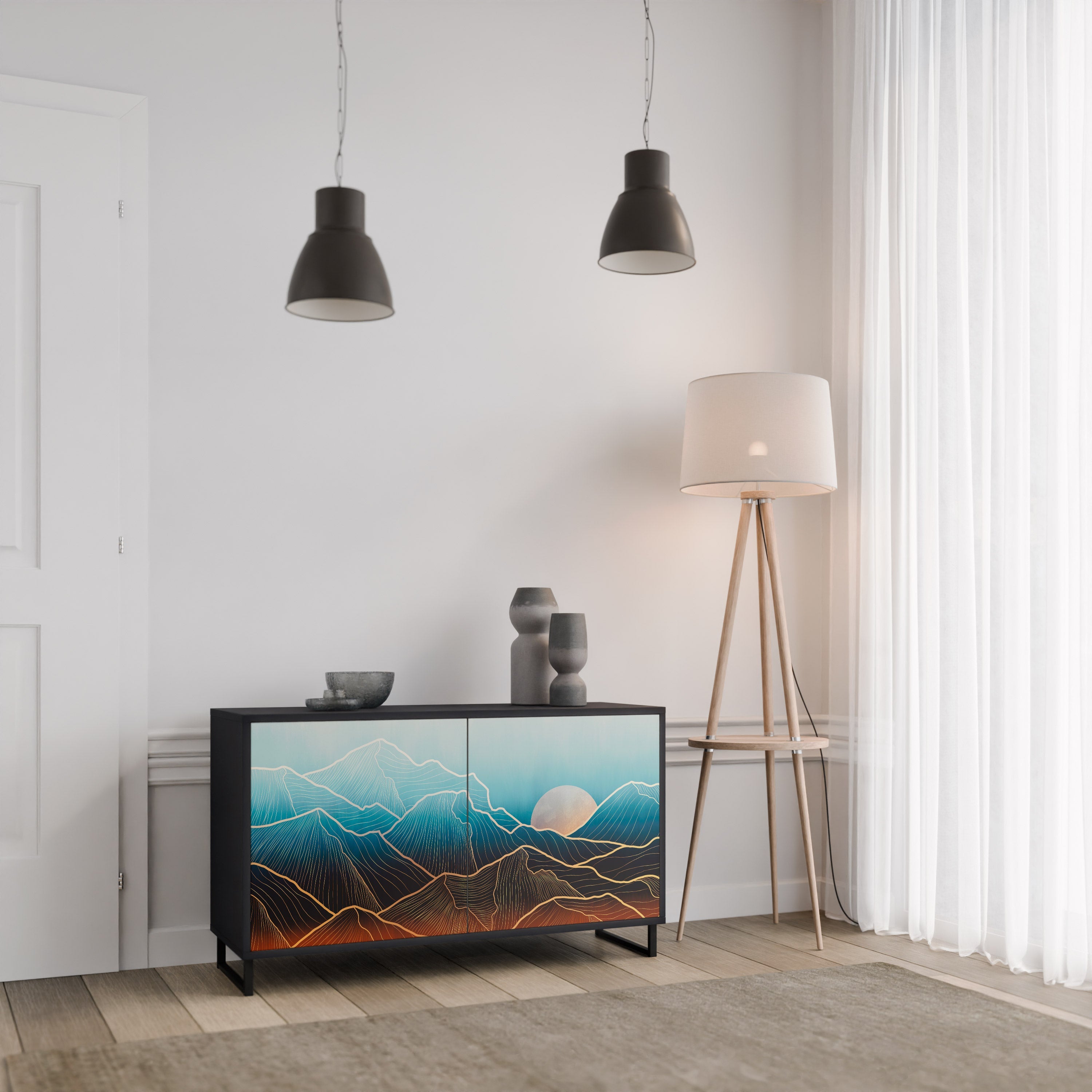 Buffet 2 portes LUNAR SECRETS en finition noire