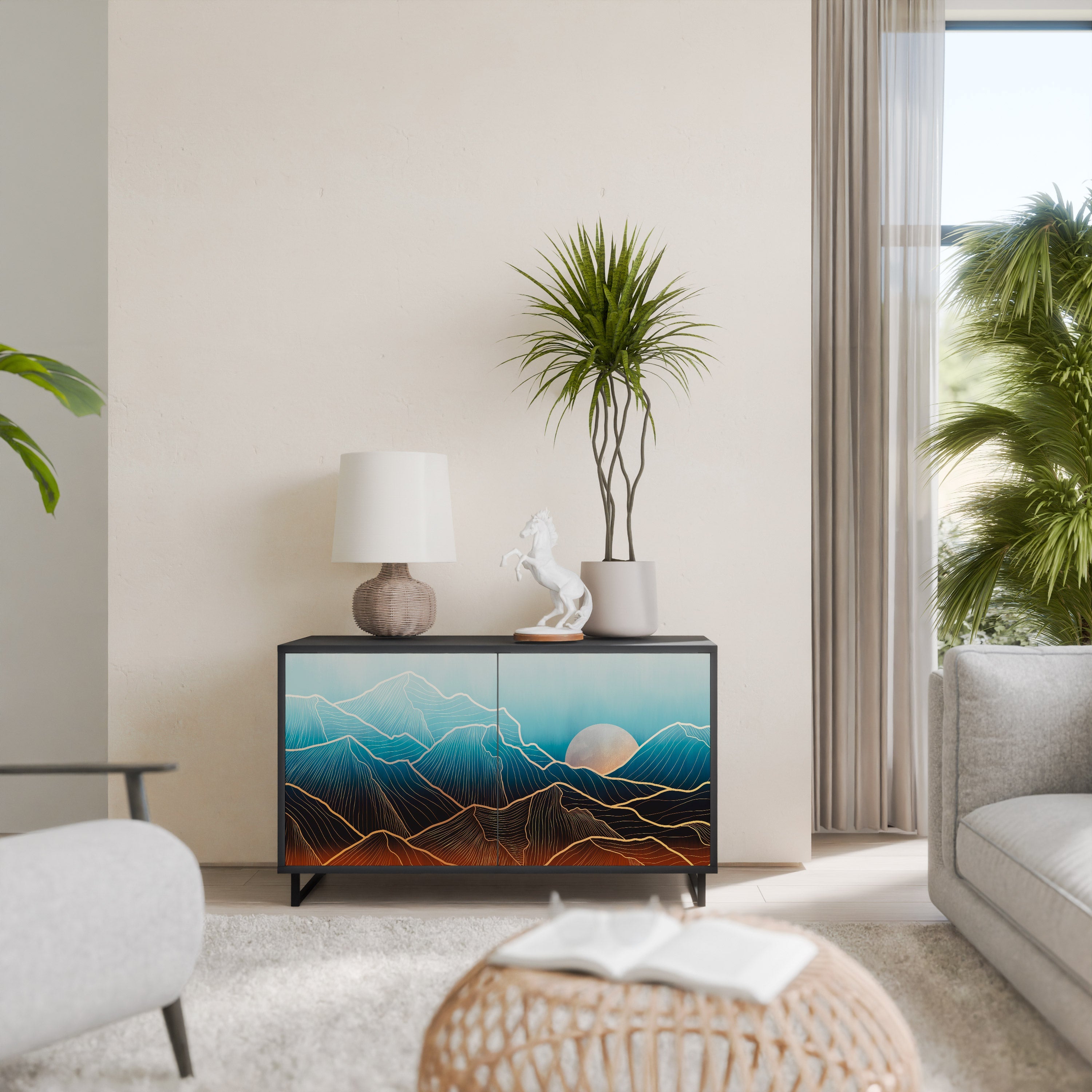 Buffet 2 portes LUNAR SECRETS en finition noire