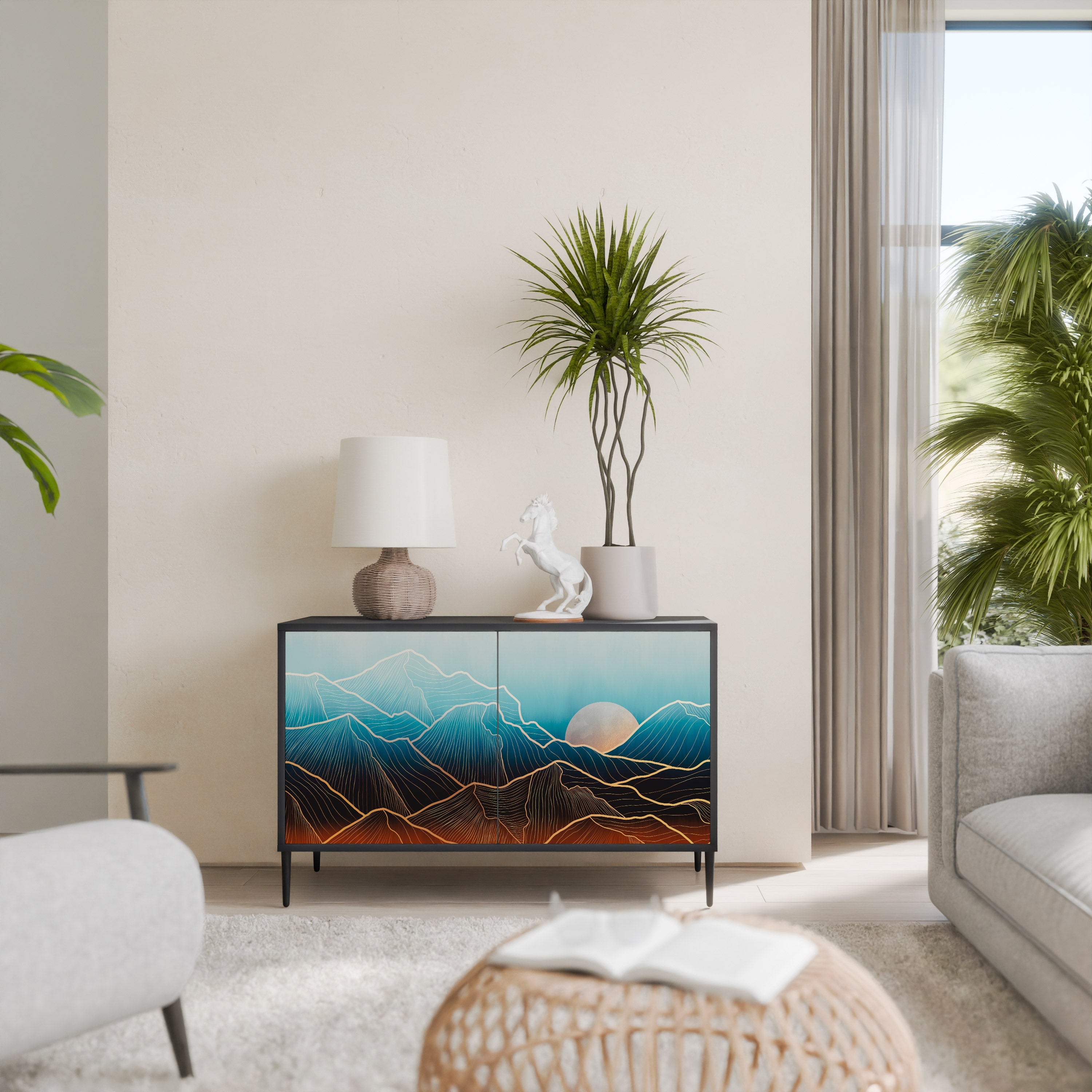 Buffet 2 portes LUNAR SECRETS en finition noire