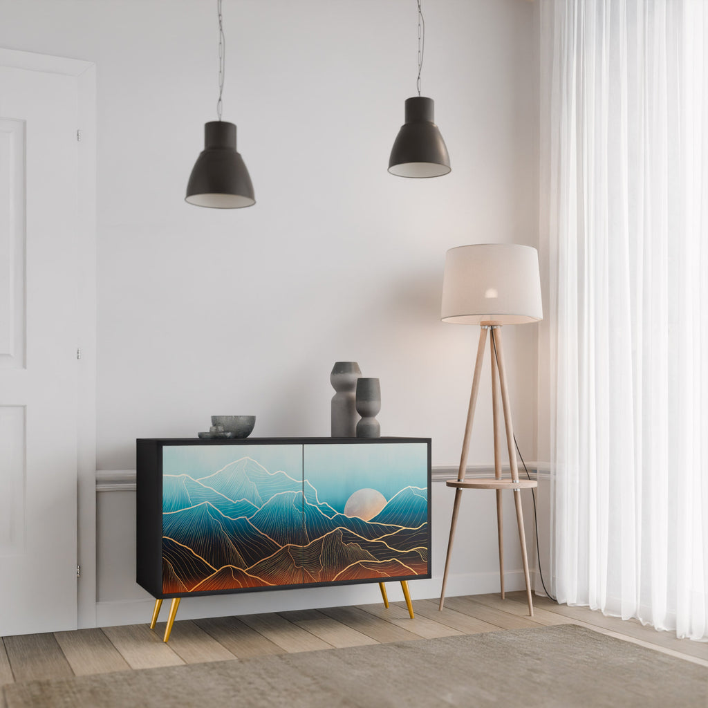 Buffet 2 portes LUNAR SECRETS en finition noire