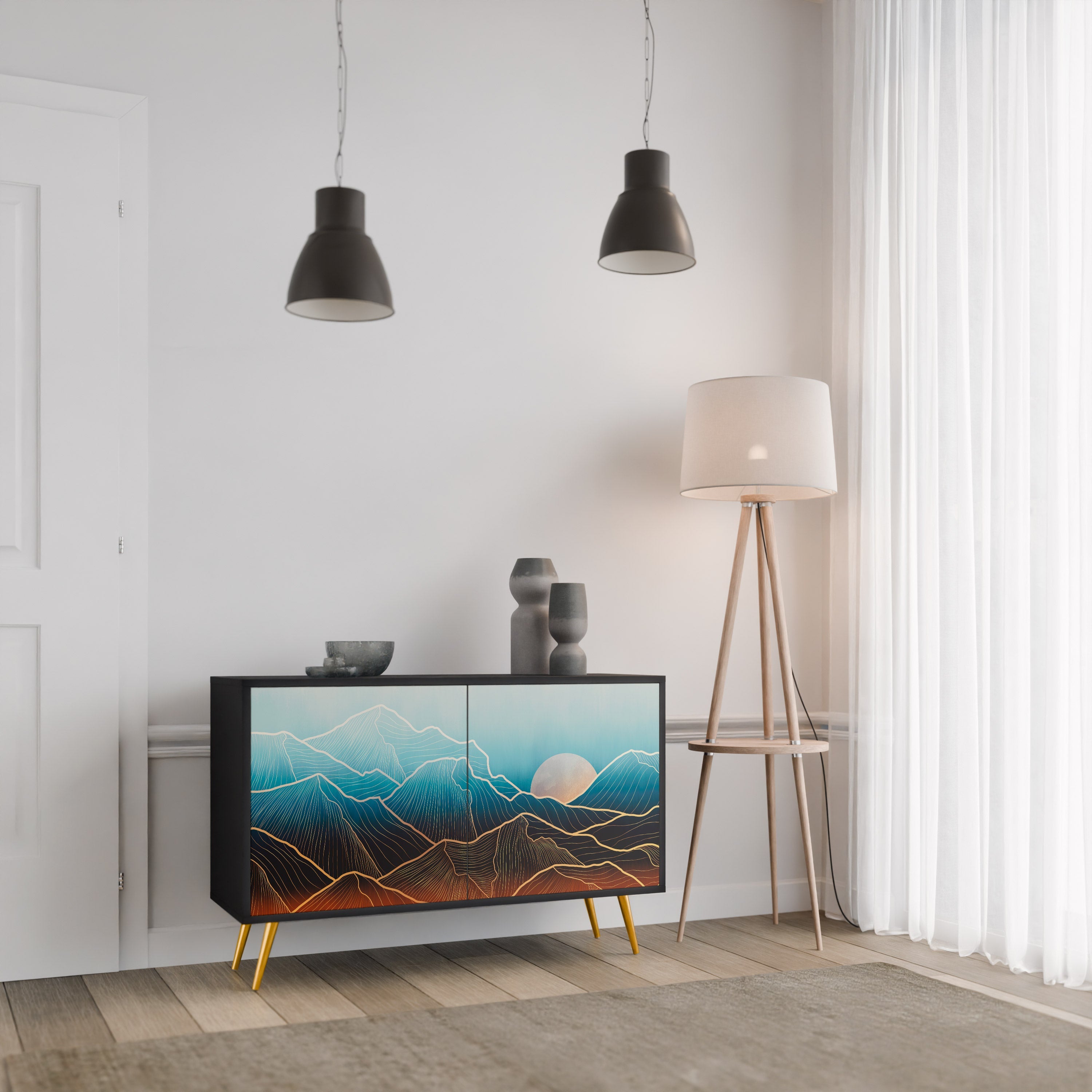 Buffet 2 portes LUNAR SECRETS en finition noire