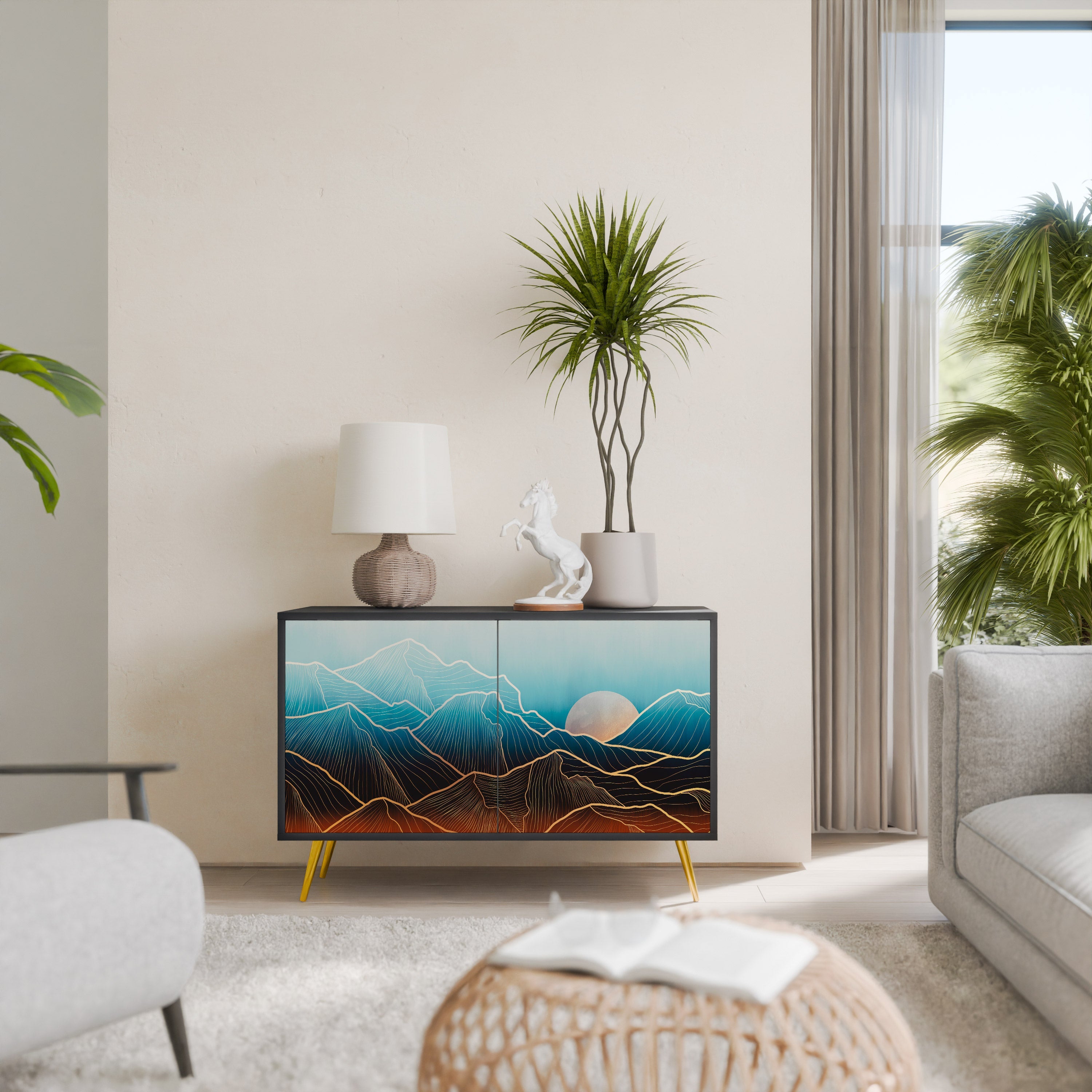 Buffet 2 portes LUNAR SECRETS en finition noire