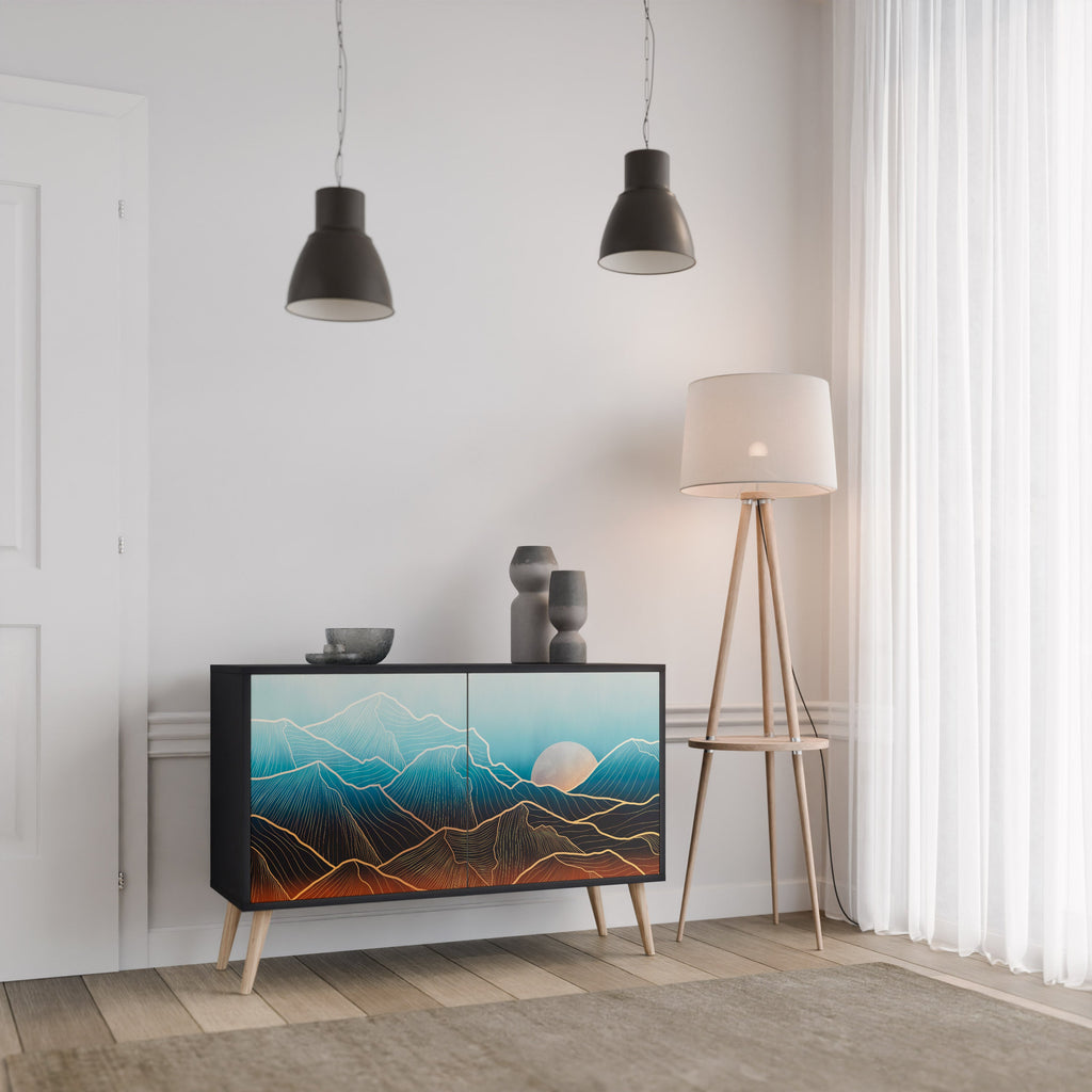 Buffet 2 portes LUNAR SECRETS en finition noire