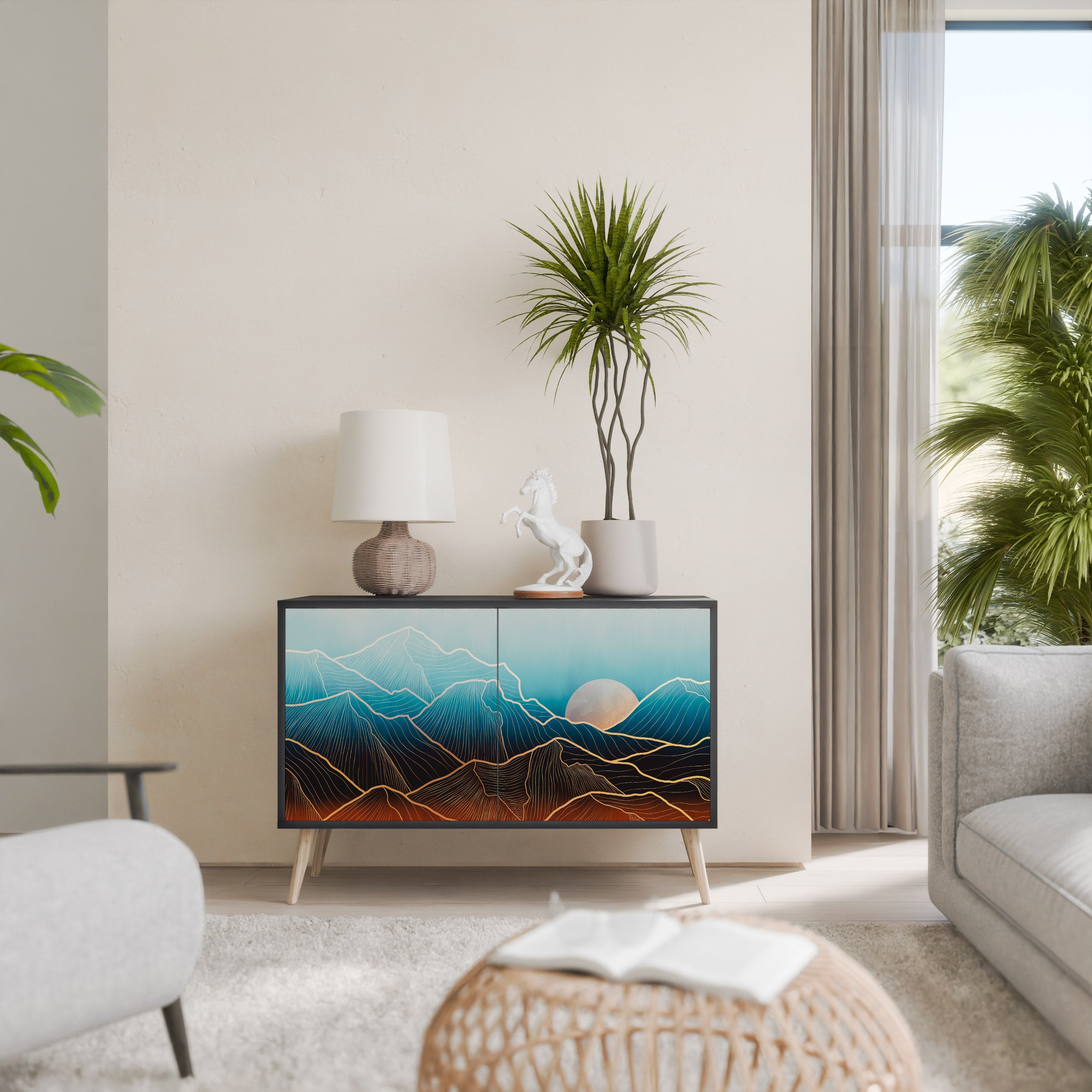 Buffet 2 portes LUNAR SECRETS en finition noire