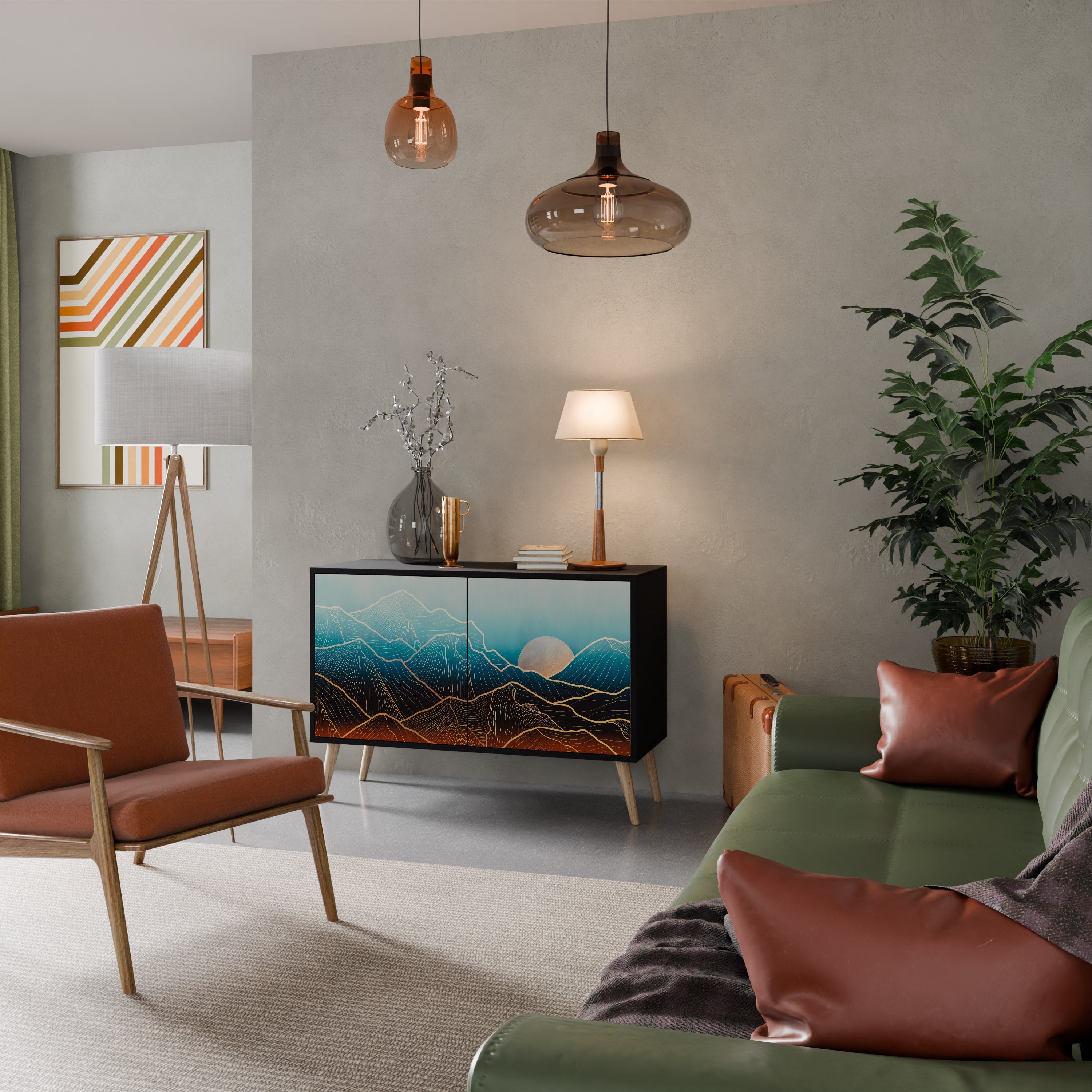 Buffet 2 portes LUNAR SECRETS en finition noire