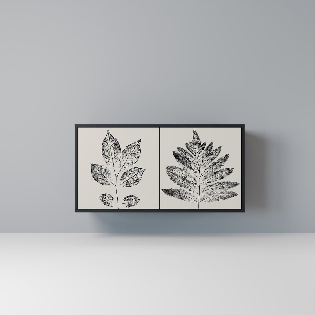 Buffet 2 portes LEAFY STAMPS finition noire