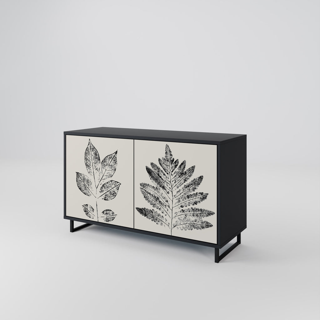 Buffet 2 portes LEAFY STAMPS finition noire