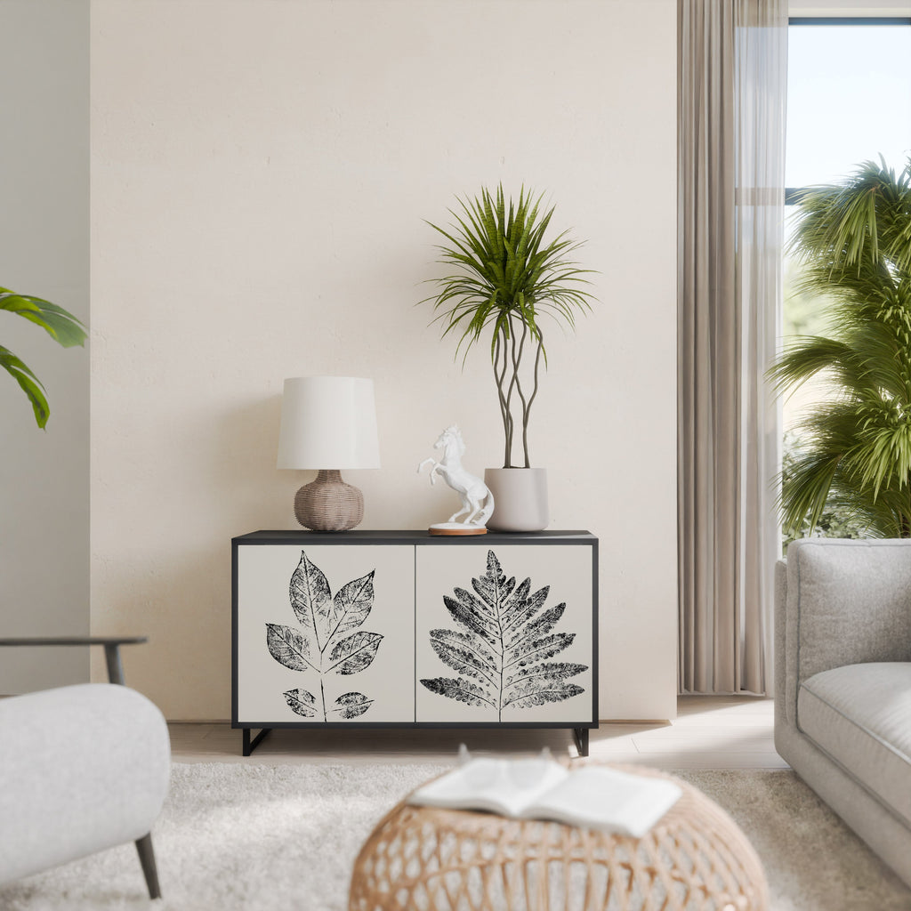 Buffet 2 portes LEAFY STAMPS finition noire