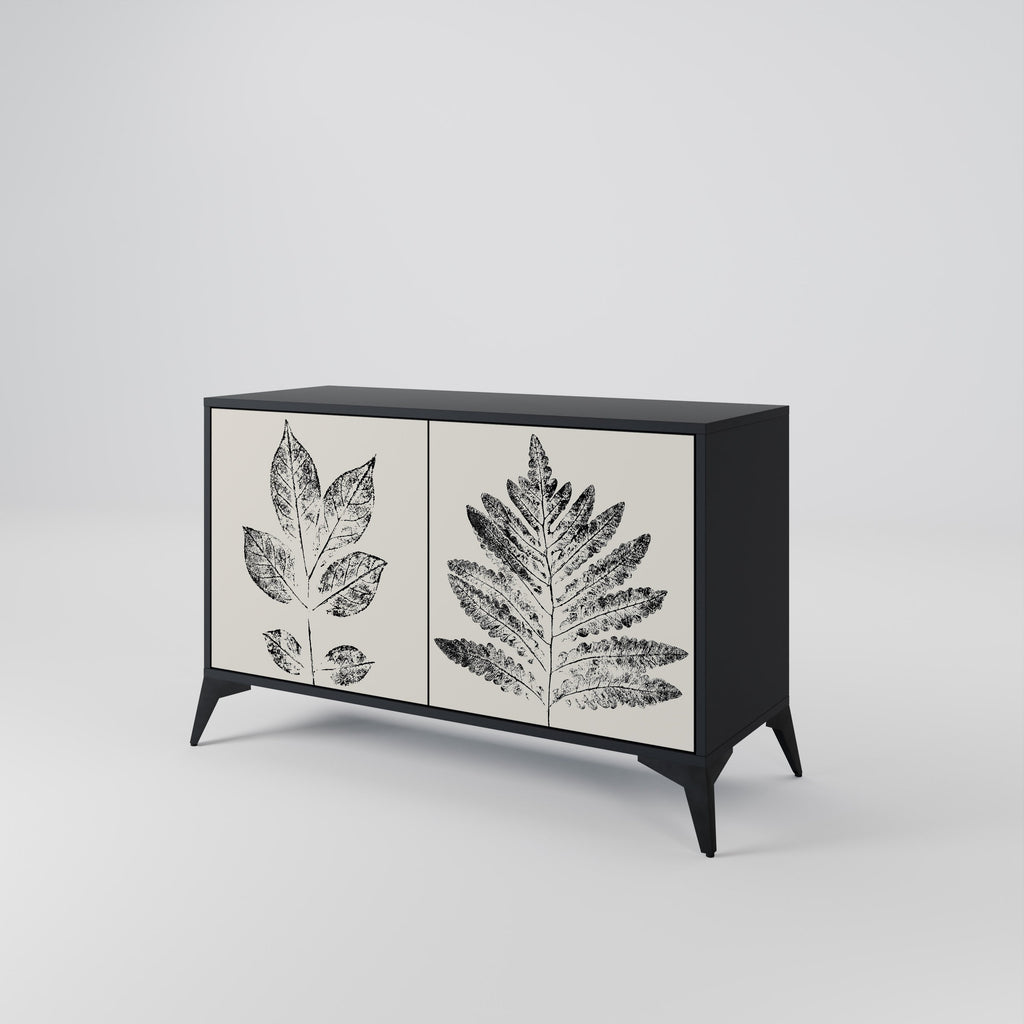 Buffet 2 portes LEAFY STAMPS finition noire