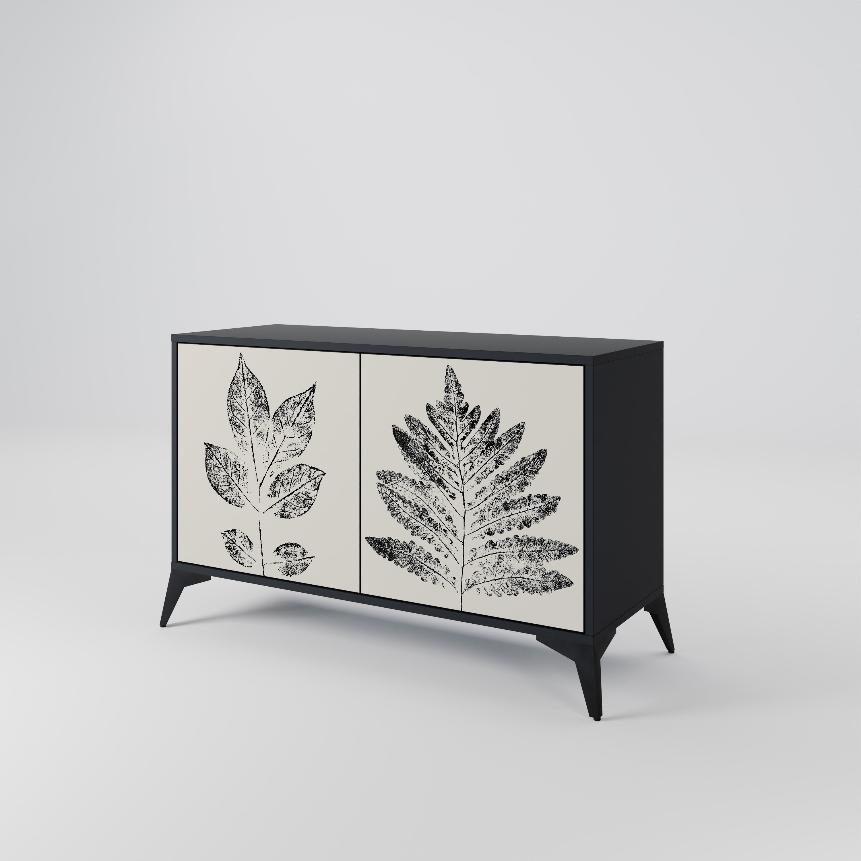 Buffet 2 portes LEAFY STAMPS finition noire