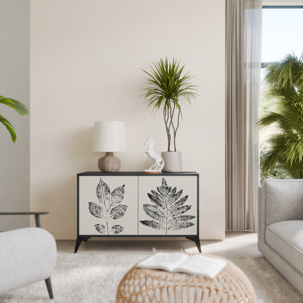 Buffet 2 portes LEAFY STAMPS finition noire