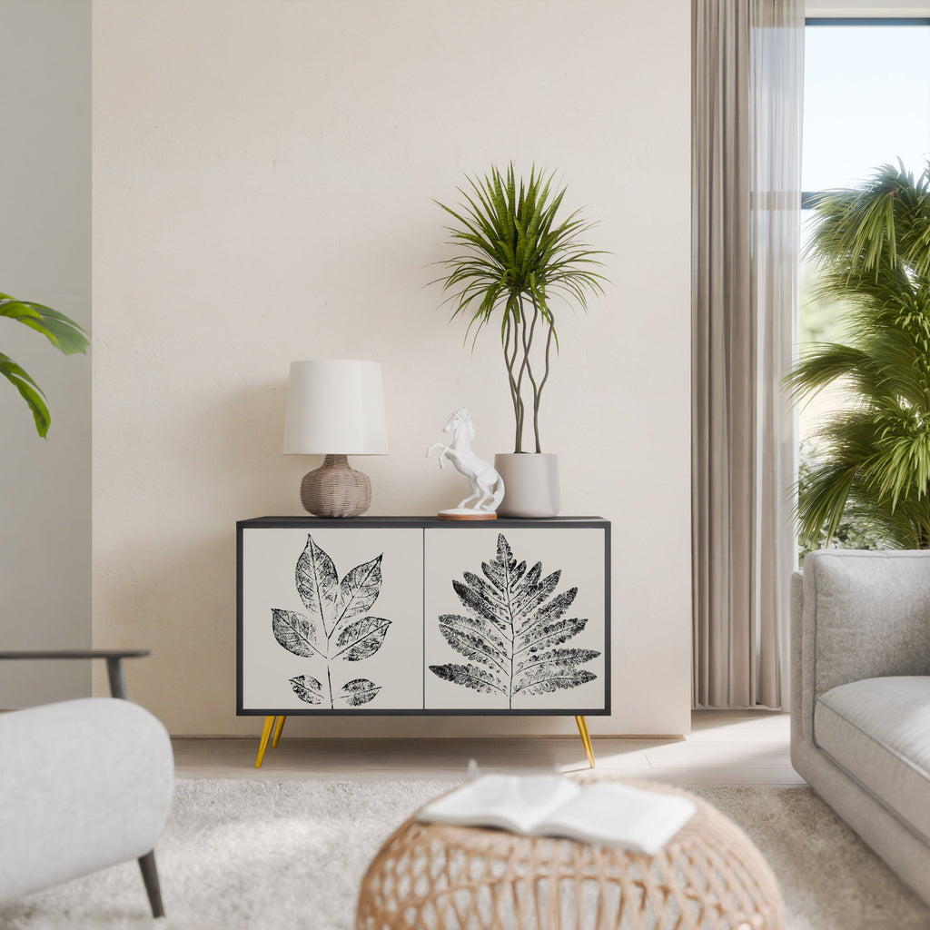 Buffet 2 portes LEAFY STAMPS finition noire