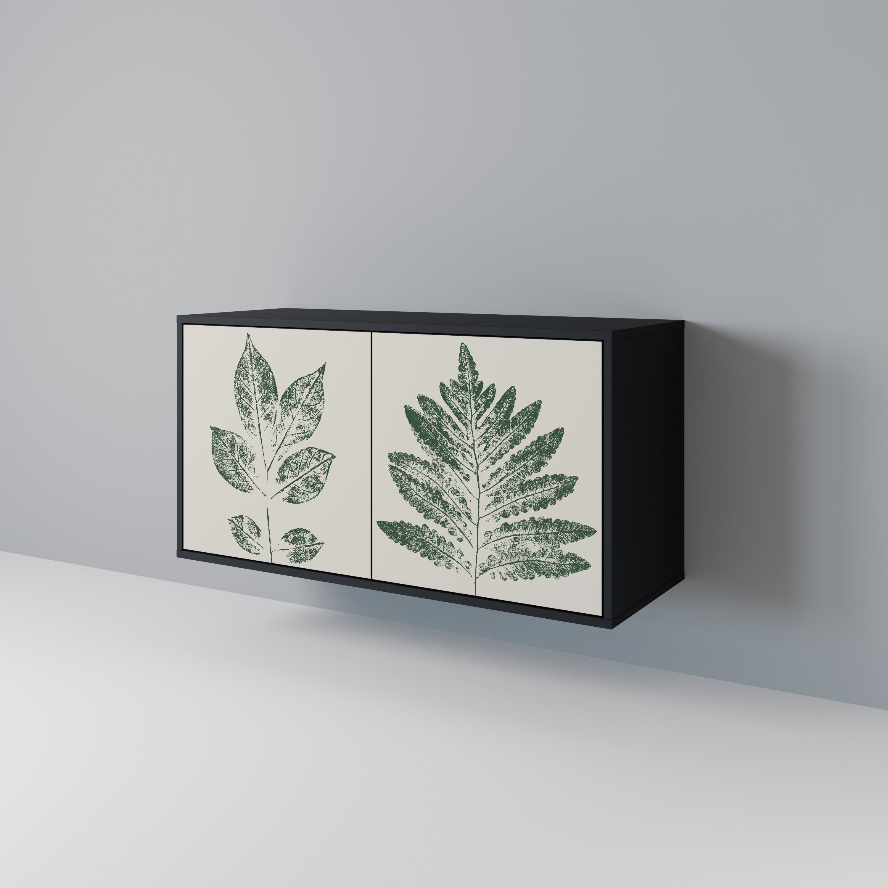 Buffet 2 portes GREEN LEAFY STAMPS finition noire