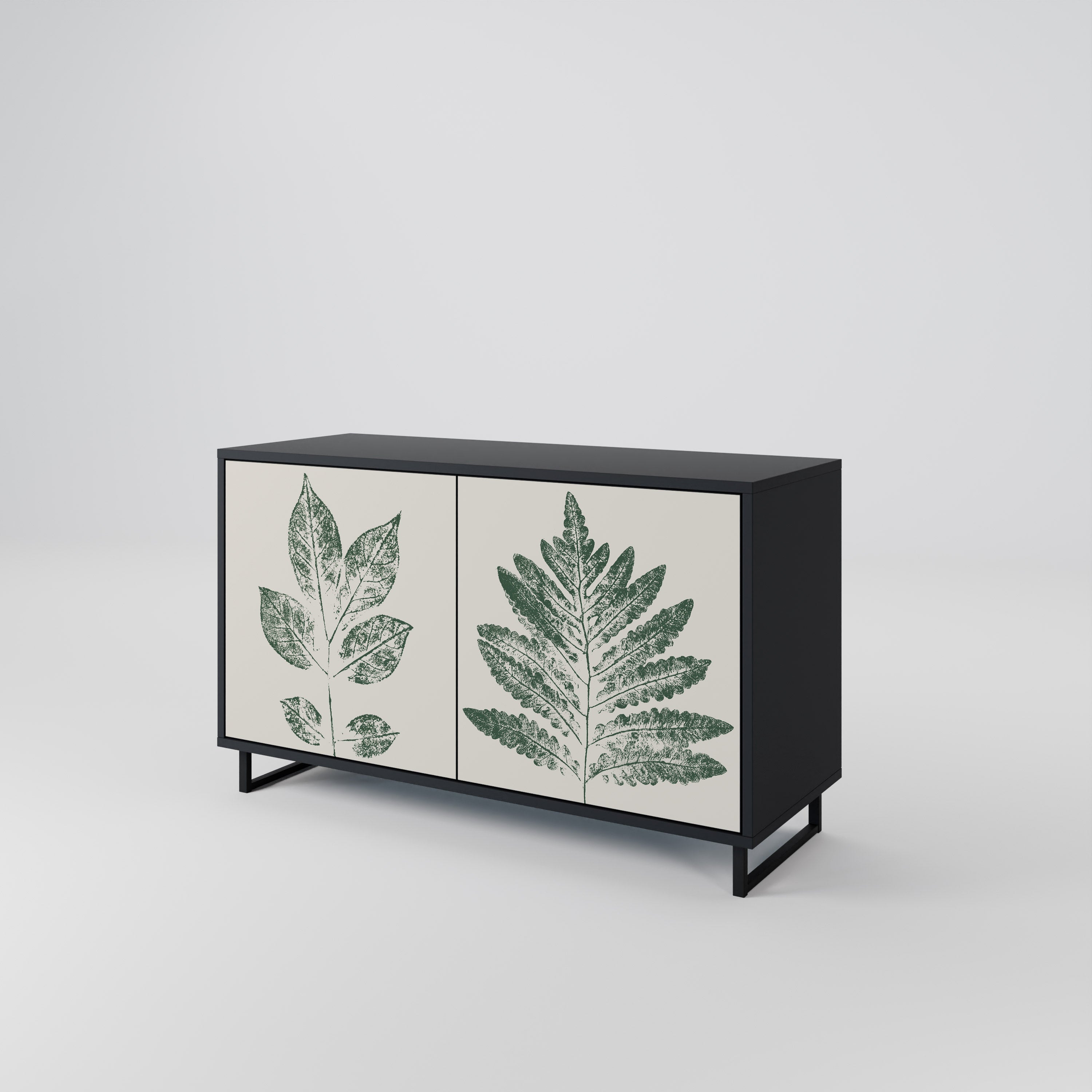 Buffet 2 portes GREEN LEAFY STAMPS finition noire