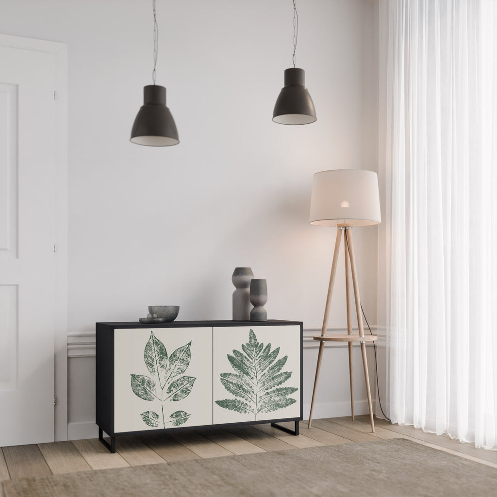 Buffet 2 portes GREEN LEAFY STAMPS finition noire