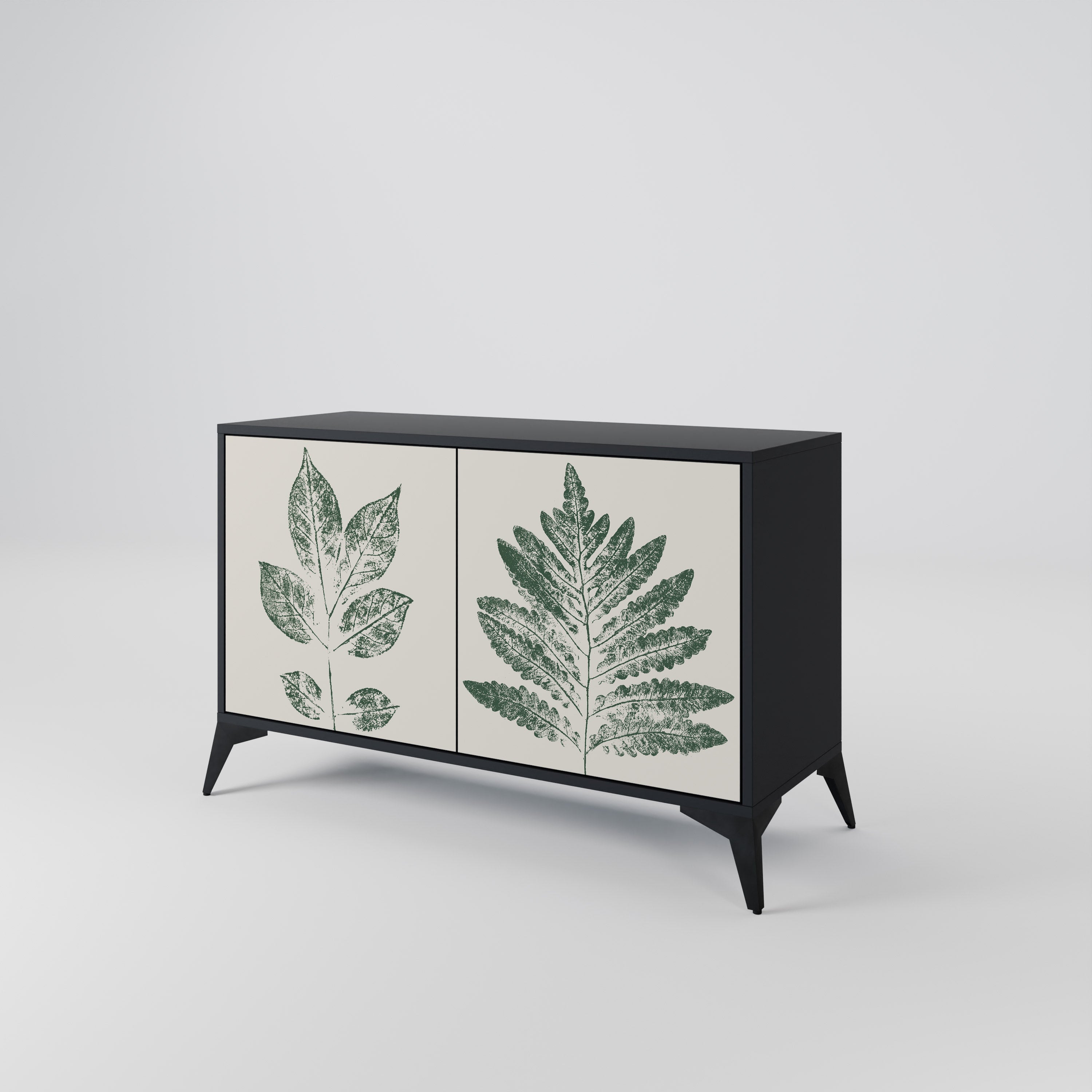 Buffet 2 portes GREEN LEAFY STAMPS finition noire