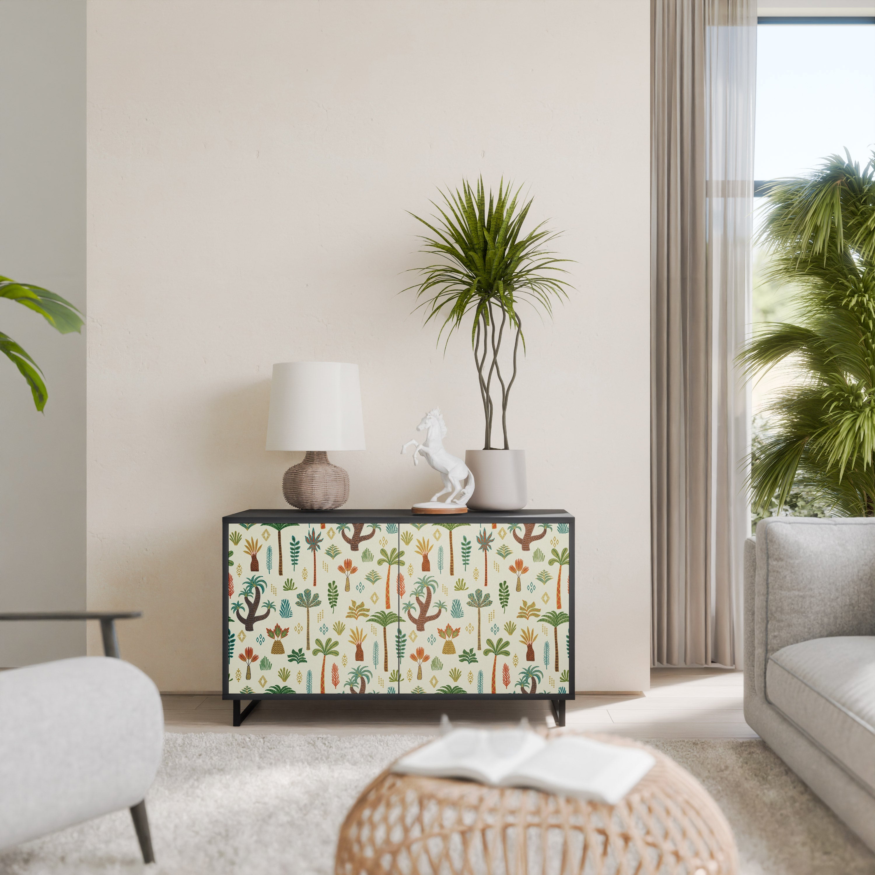 Buffet 2 portes PALM SPRING finition noire